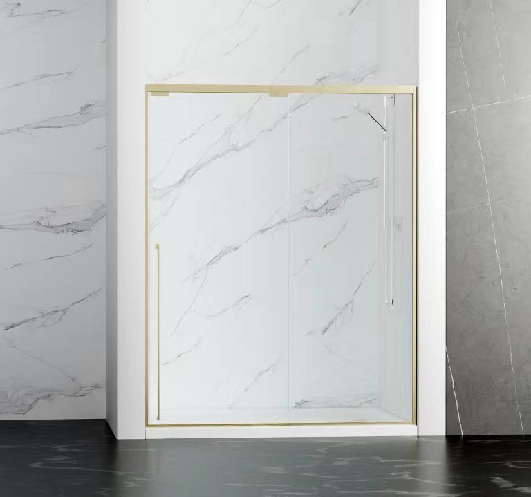 60" Karina Series Minimalist Shower Door with a Single Sliding Door (Brushed Gold)