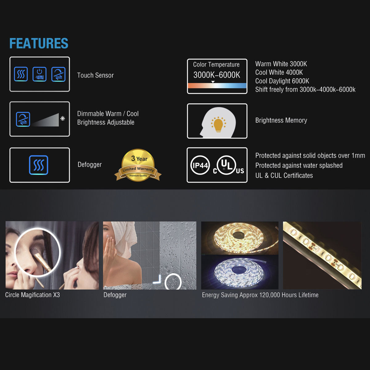 24" LED Ana Medicine Cabinet (Surface Mount/Recessed) (Left Hinge)