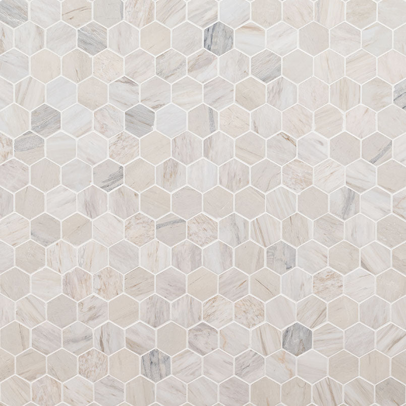 Angora Polished 2" Hexagon Mosaic Tile