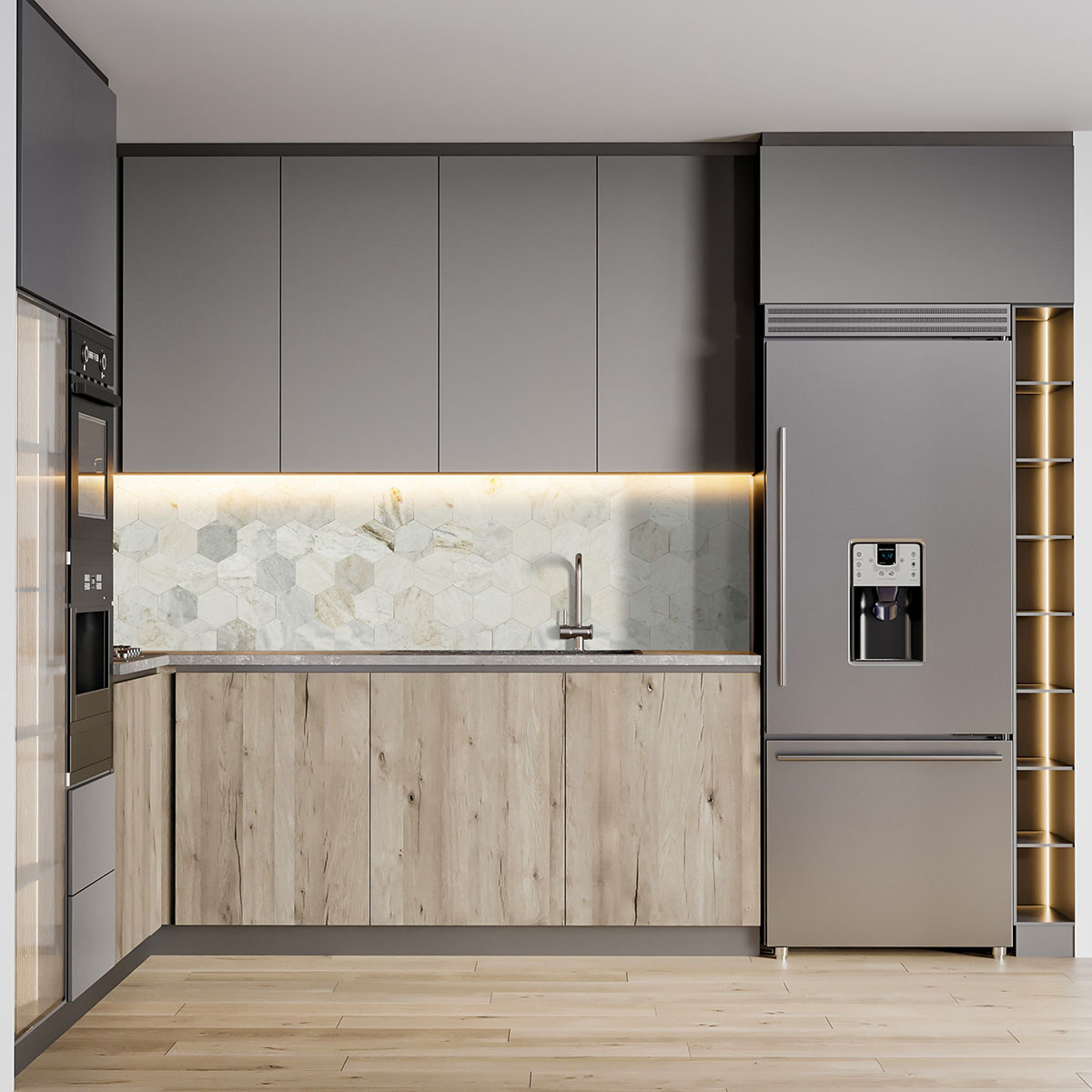 Arabescato Venato 4" Hex Peel and Stick