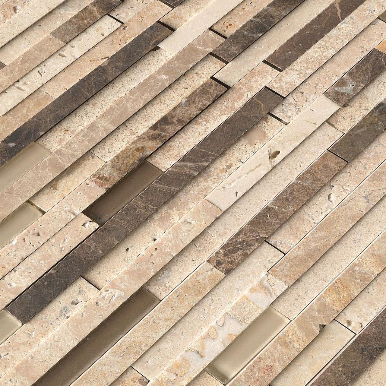 MS International Stone Glass Blend Series: Ashlar Rock Interlocking 3D pattern Wall Tile SMOT-SGLSIL-AR8MM