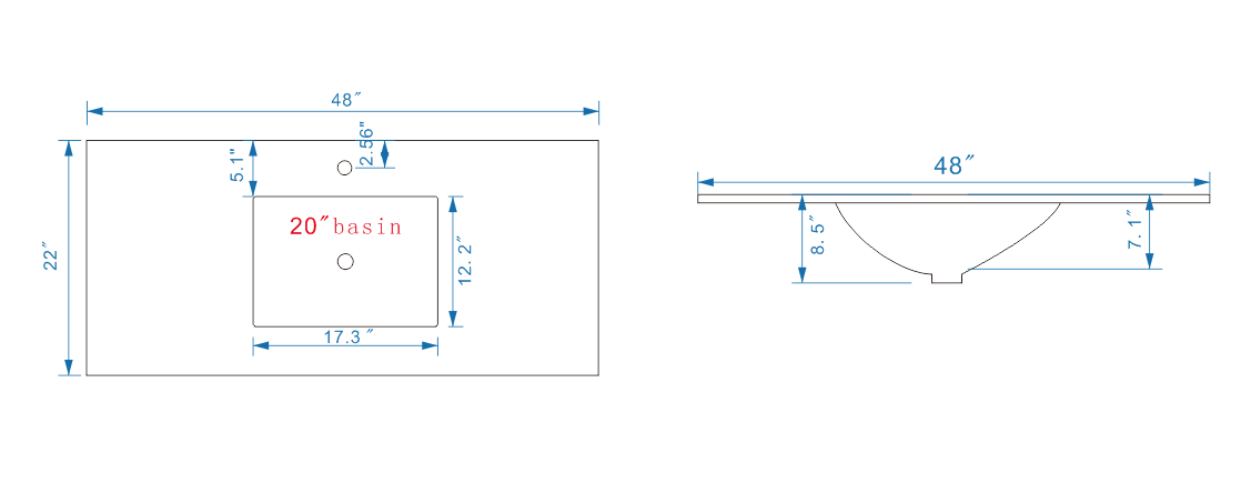 48" V9008 Vanity & Quartz Countertop Combo (Matte Grey)