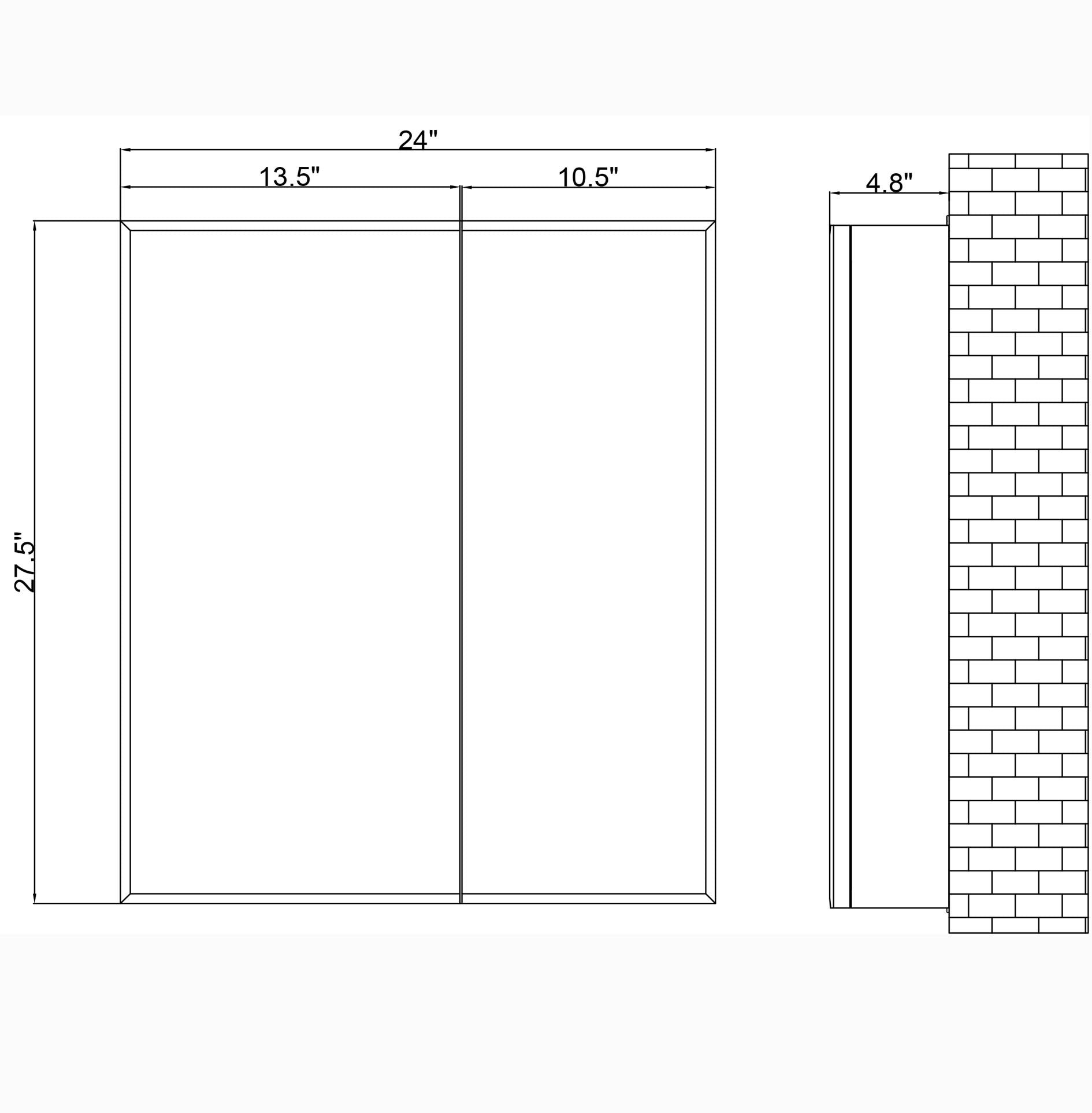 24" Aluminum Medicine Cabinet (Surface Mount/Recessed)