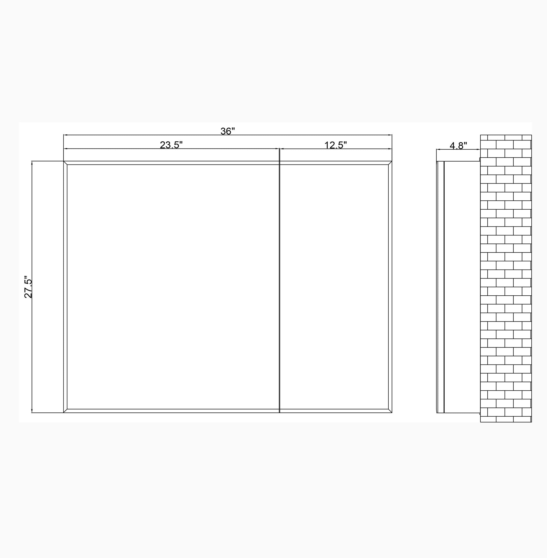36" Aluminum Medicine Cabinet (Surface Mount/Recessed)