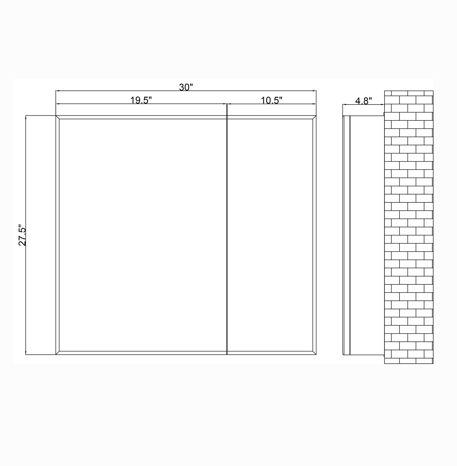 30" Aluminum Medicine Cabinet (Surface Mount/Recessed)