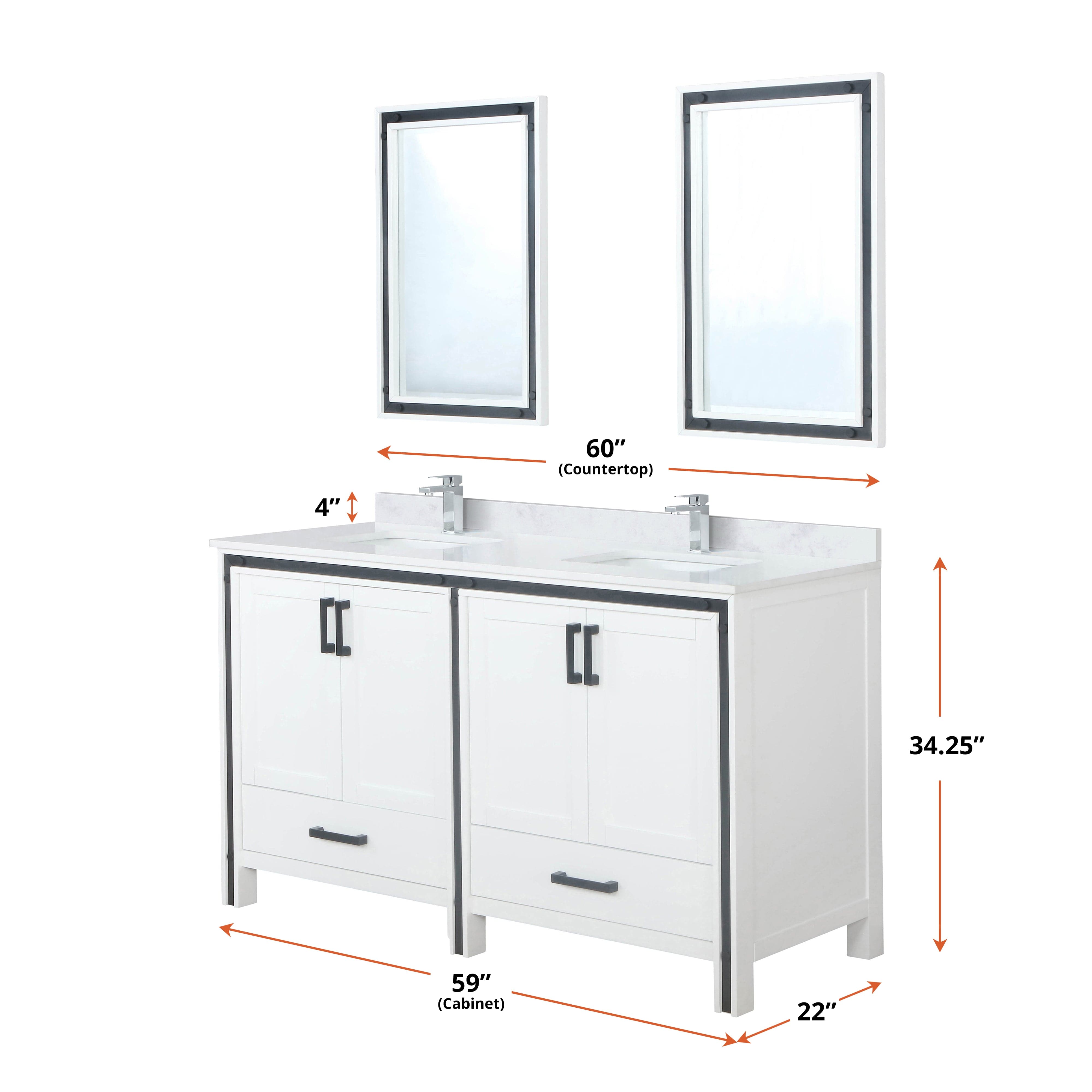 Ziva 60" x 22" Double Bath Vanity