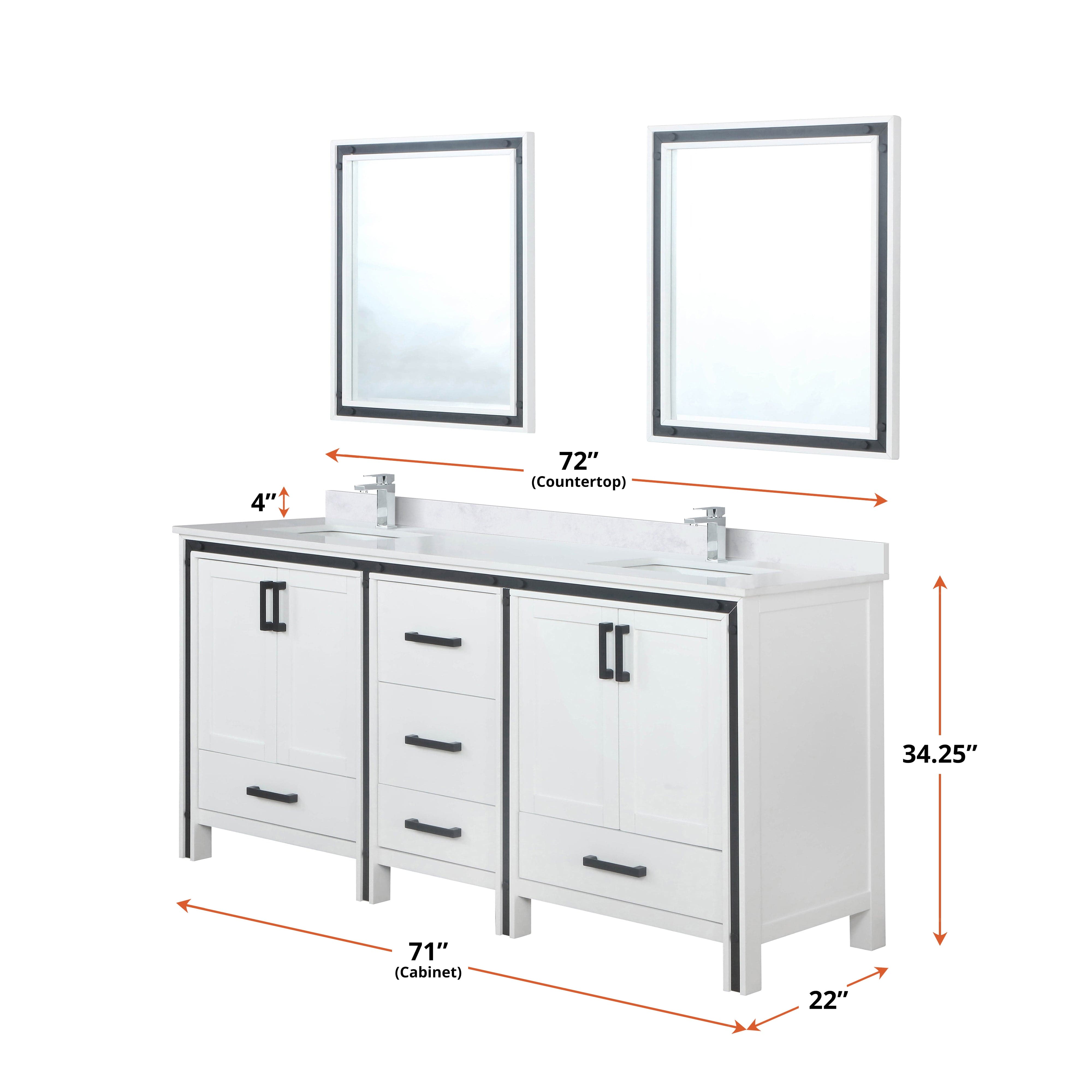 Ziva 72" x 22" Double Bath Vanity