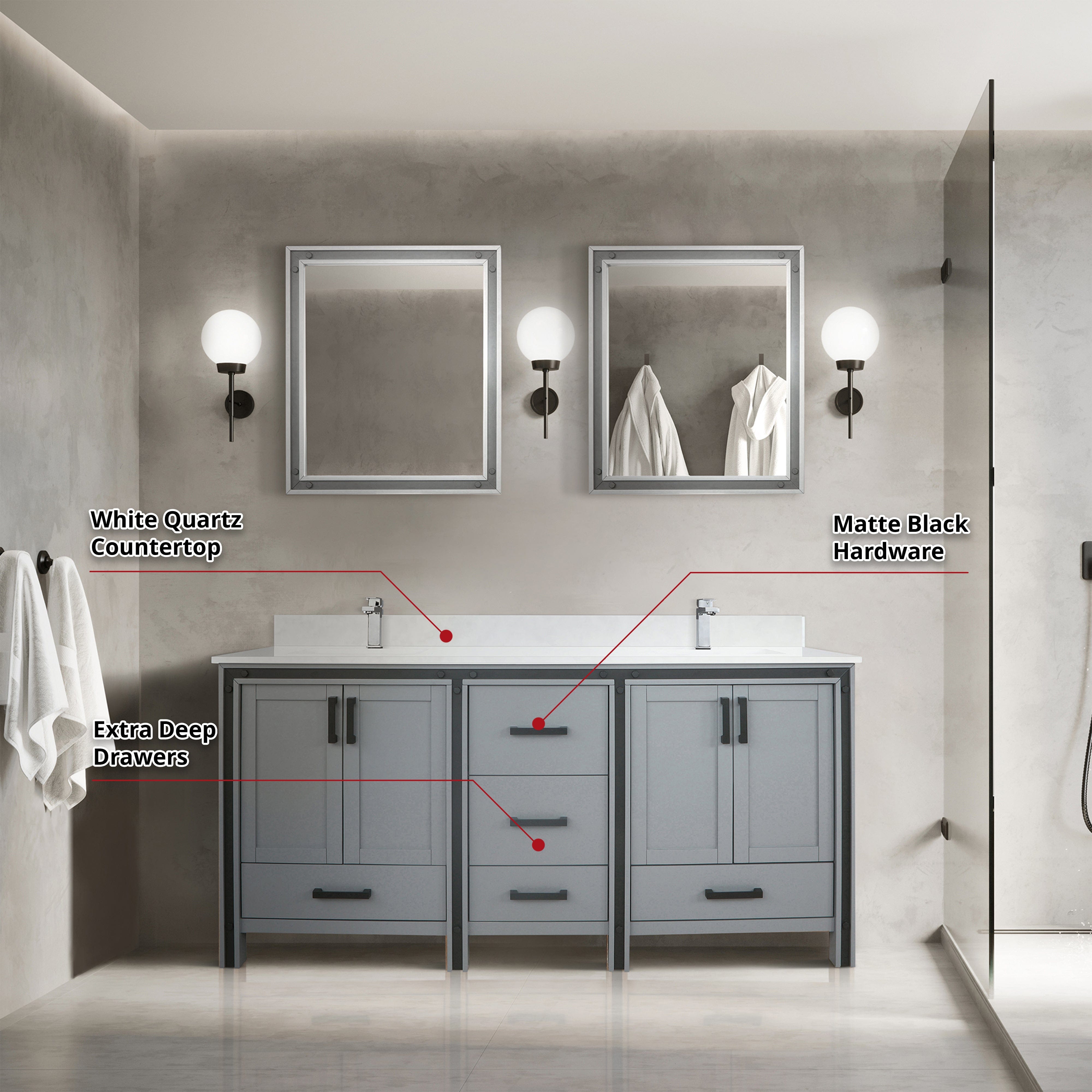 Ziva 72" x 22" Double Bath Vanity