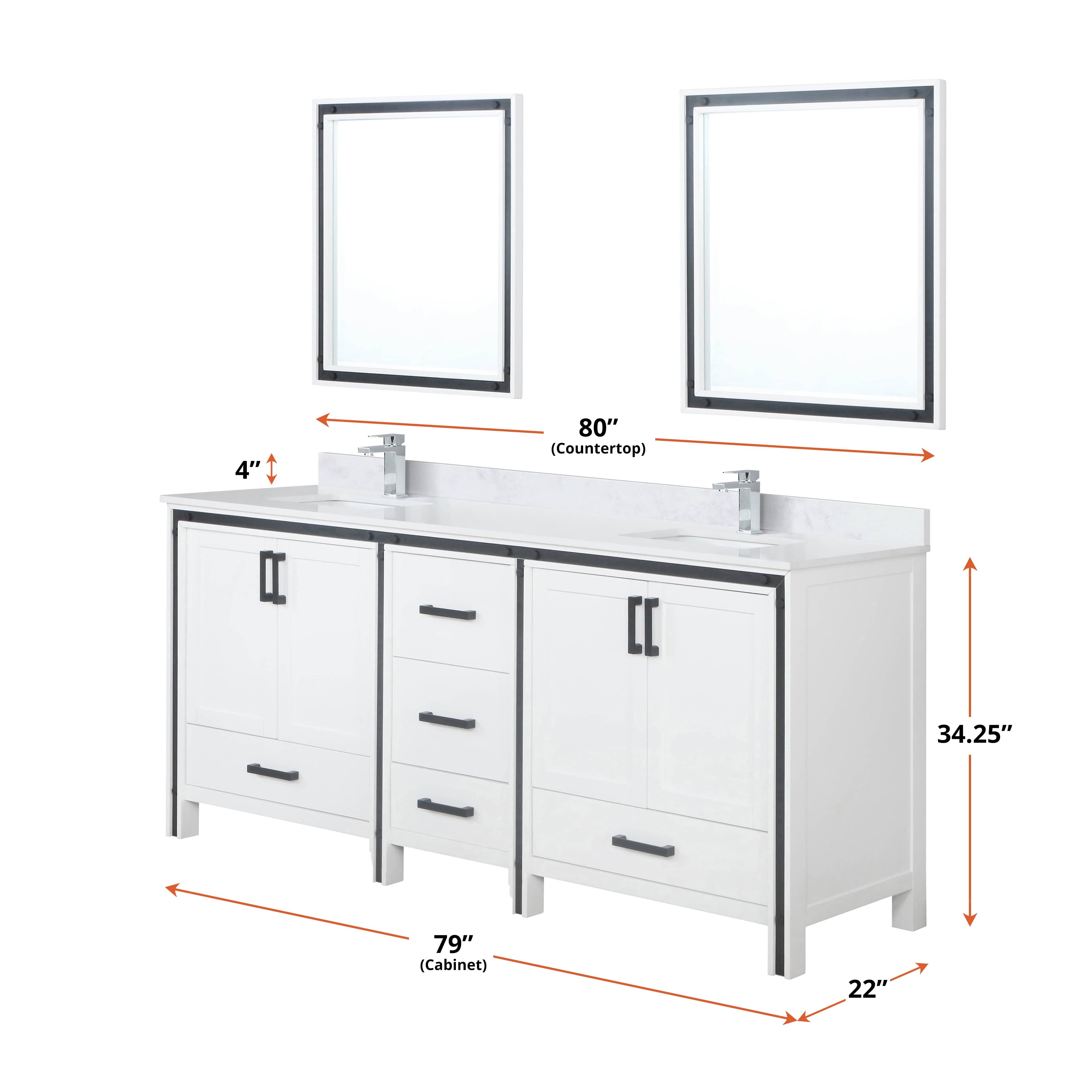 Ziva 80" x 22" Double Bath Vanity