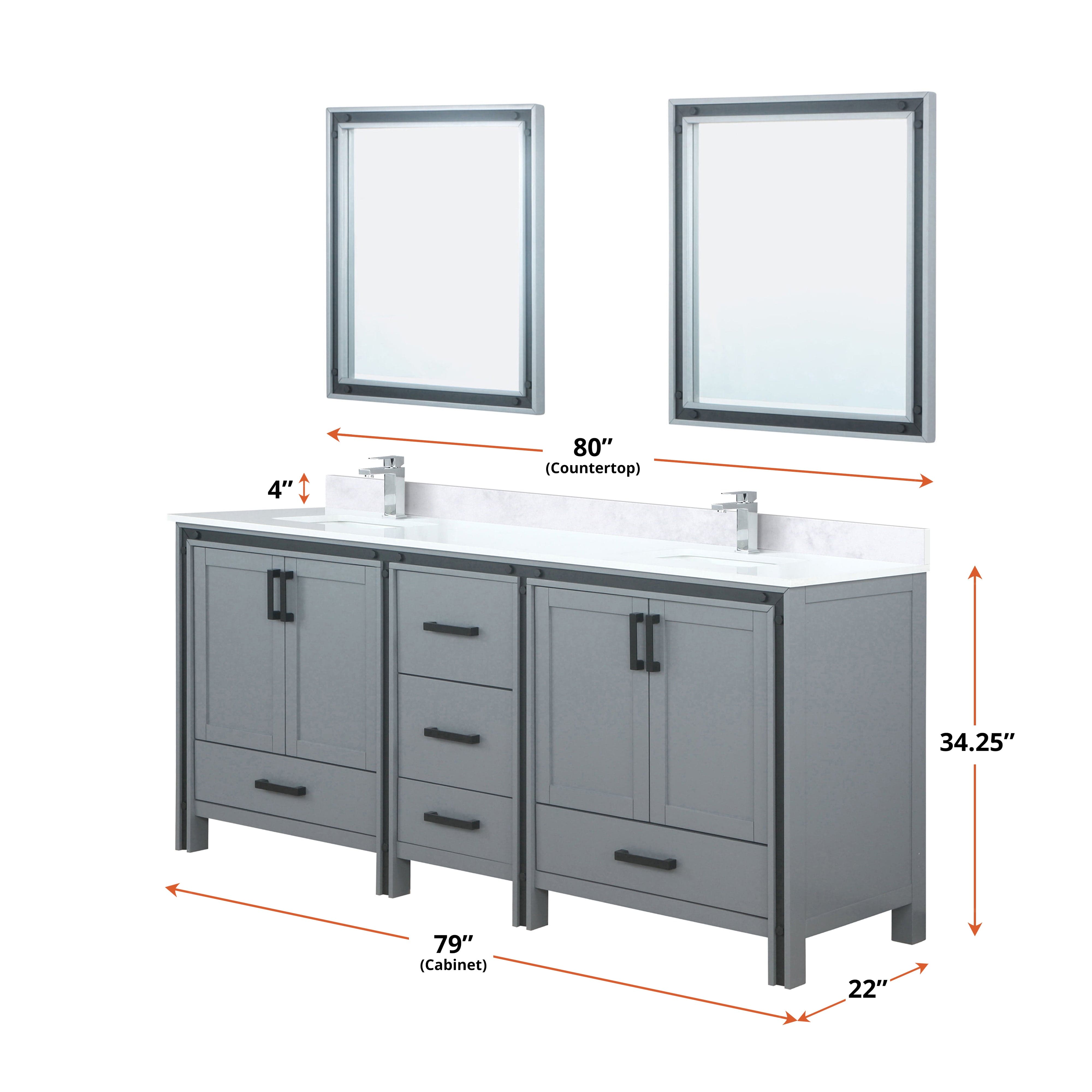 Ziva 80" x 22" Double Bath Vanity