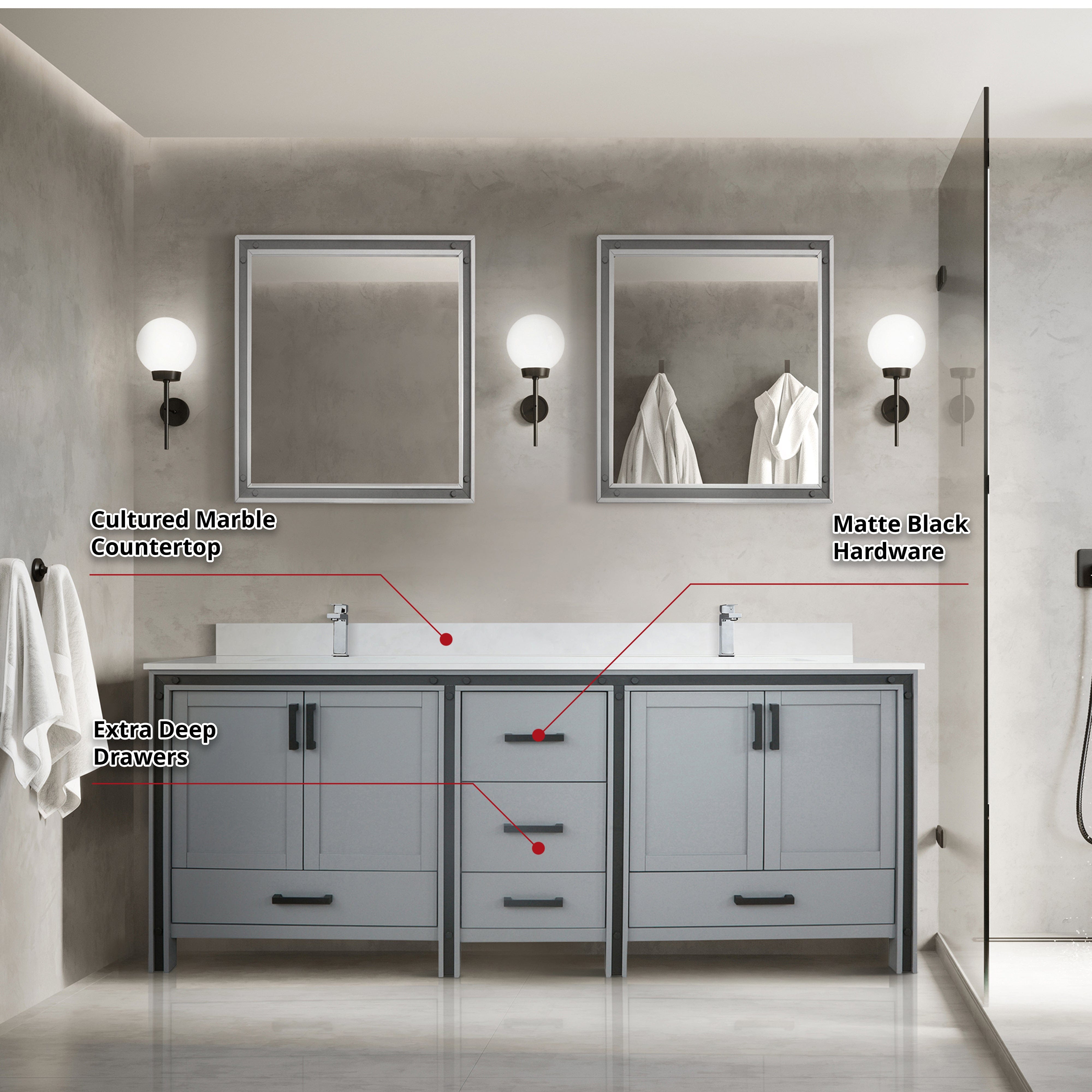 Ziva 80" x 22" Double Bath Vanity