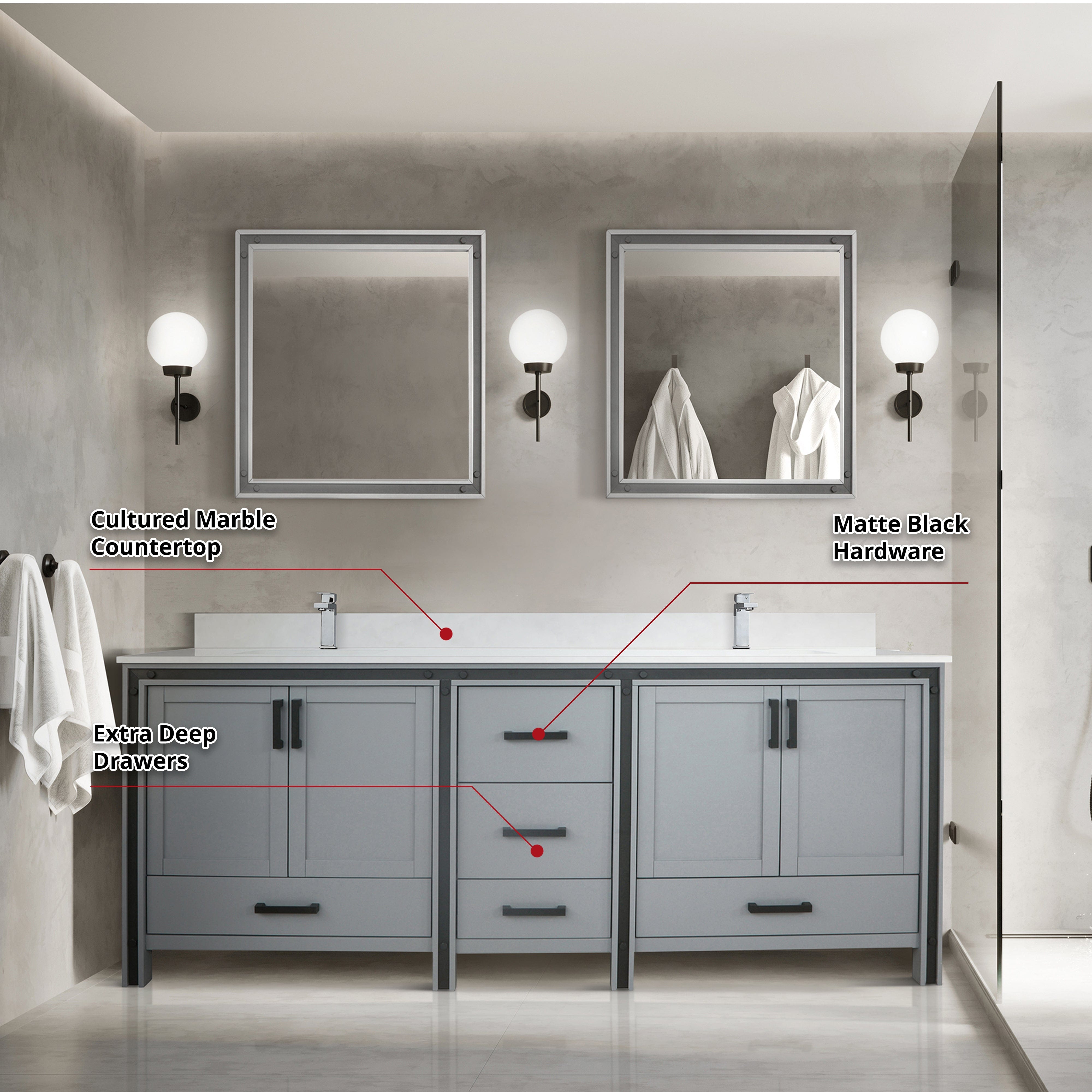 Ziva 84" x 22" Double Bath Vanity