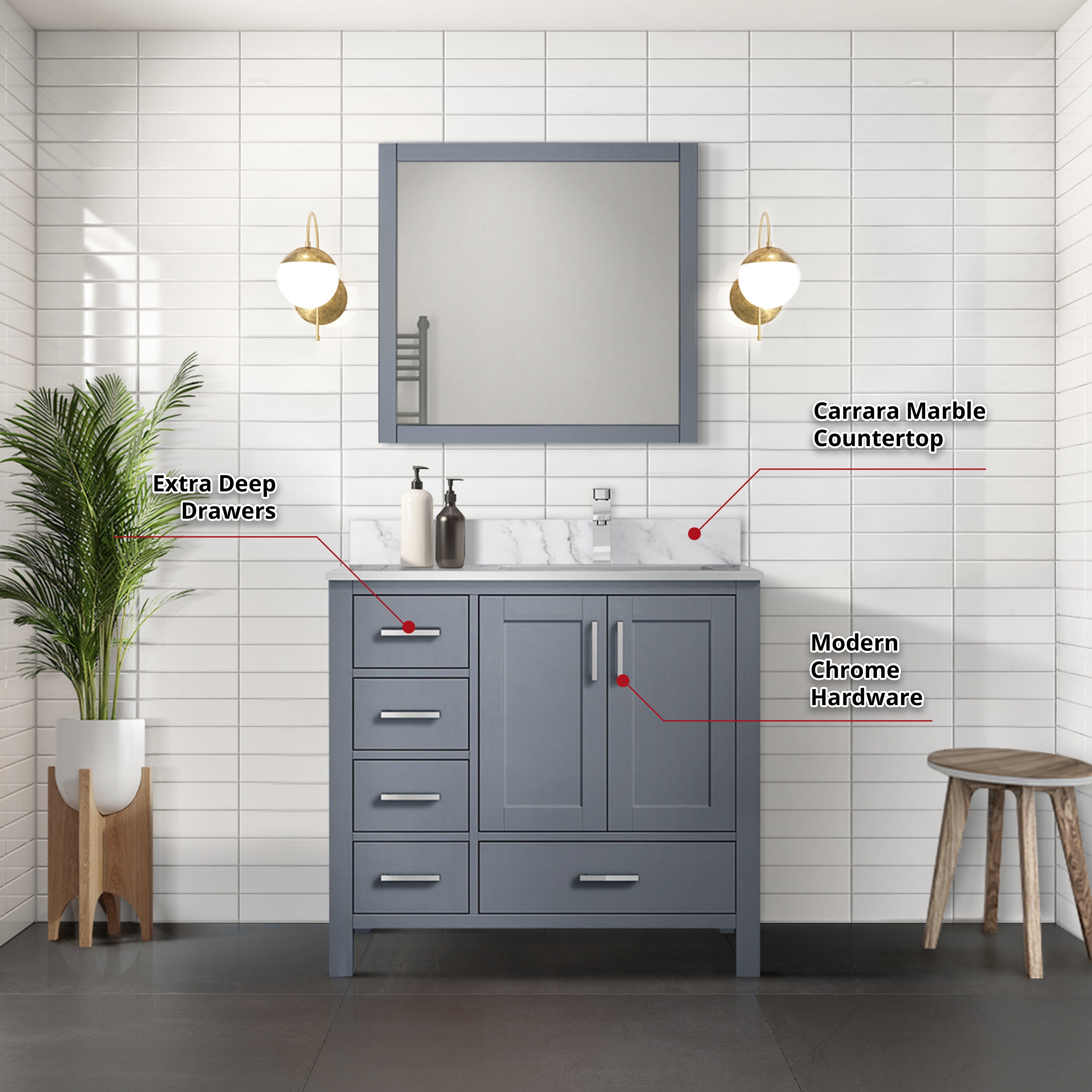 Jacques 36" x 22" Right Offset Bath Vanity