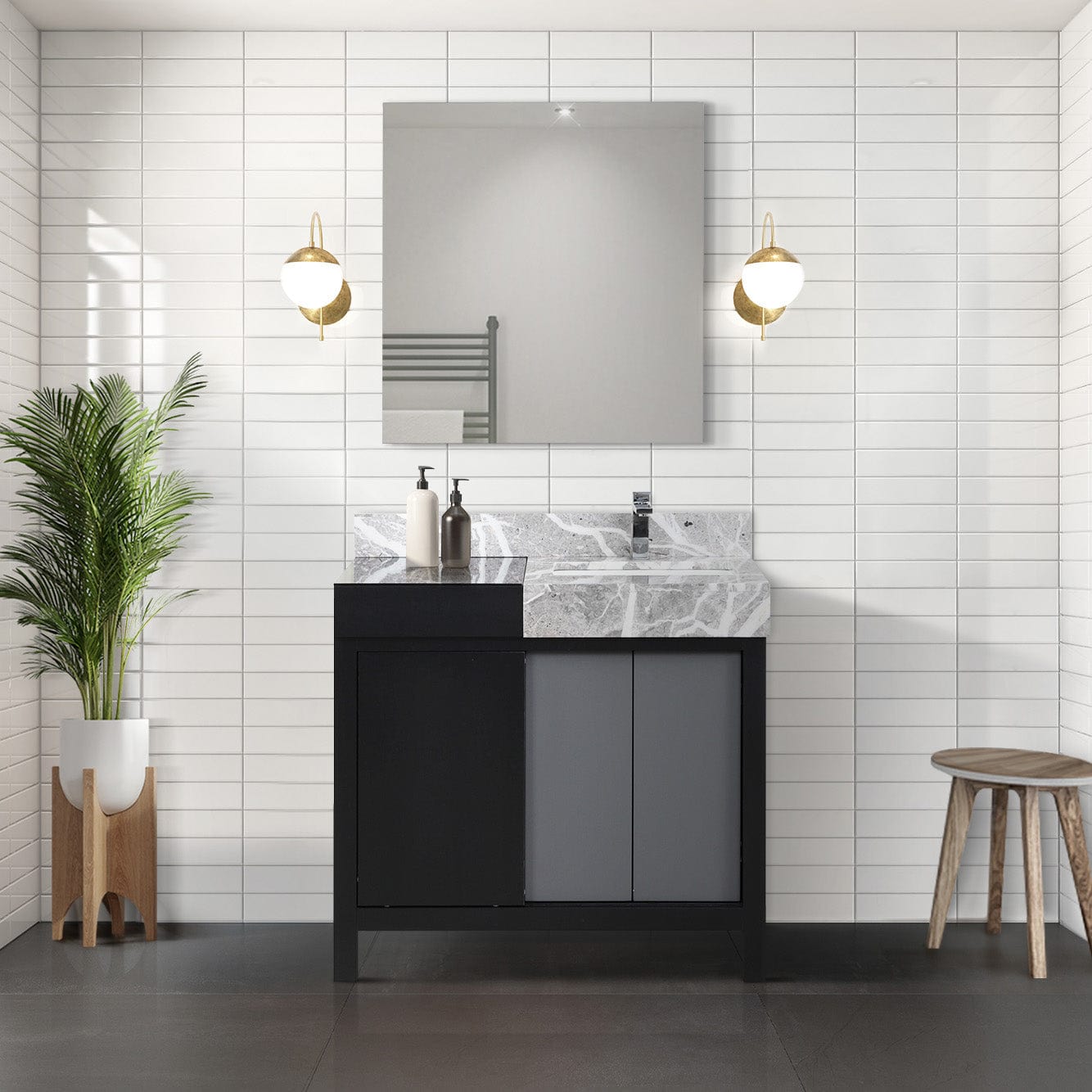 Zilara 36" Black and Grey Vanity
