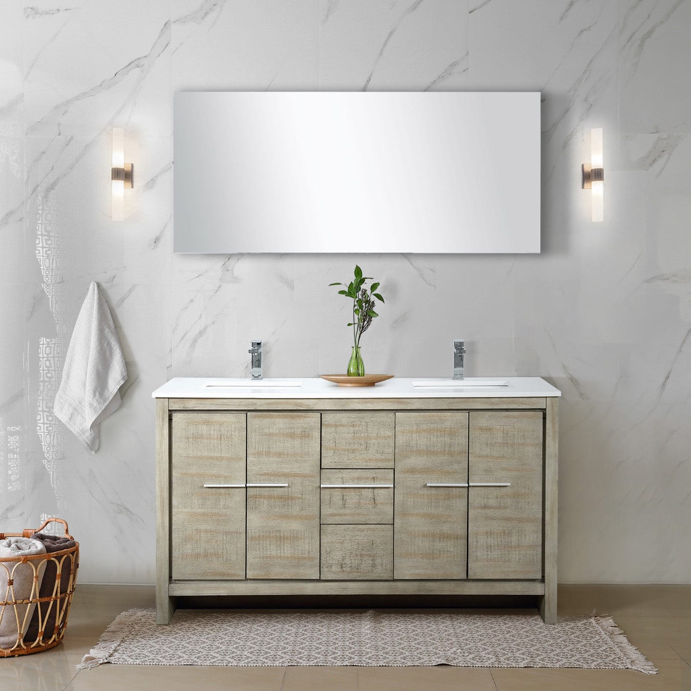 Lafarre 60" Rustic Acacia Double Bathroom Vanity