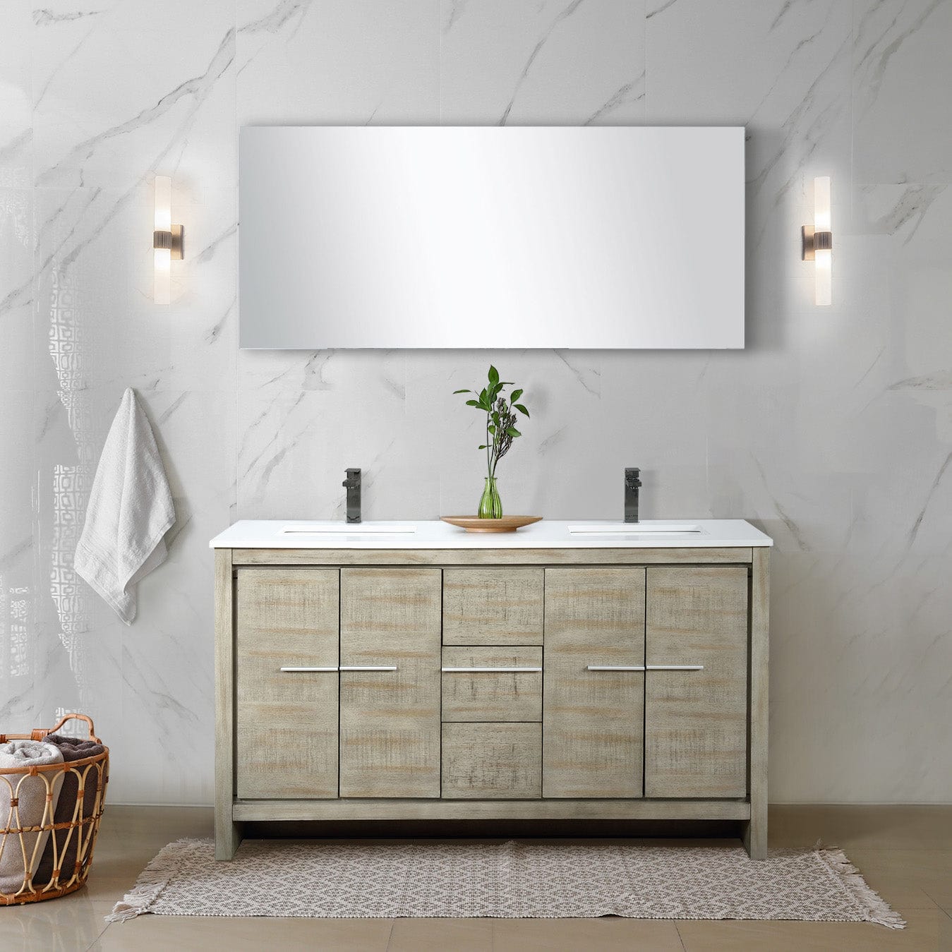 Lafarre 60" Rustic Acacia Double Bathroom Vanity