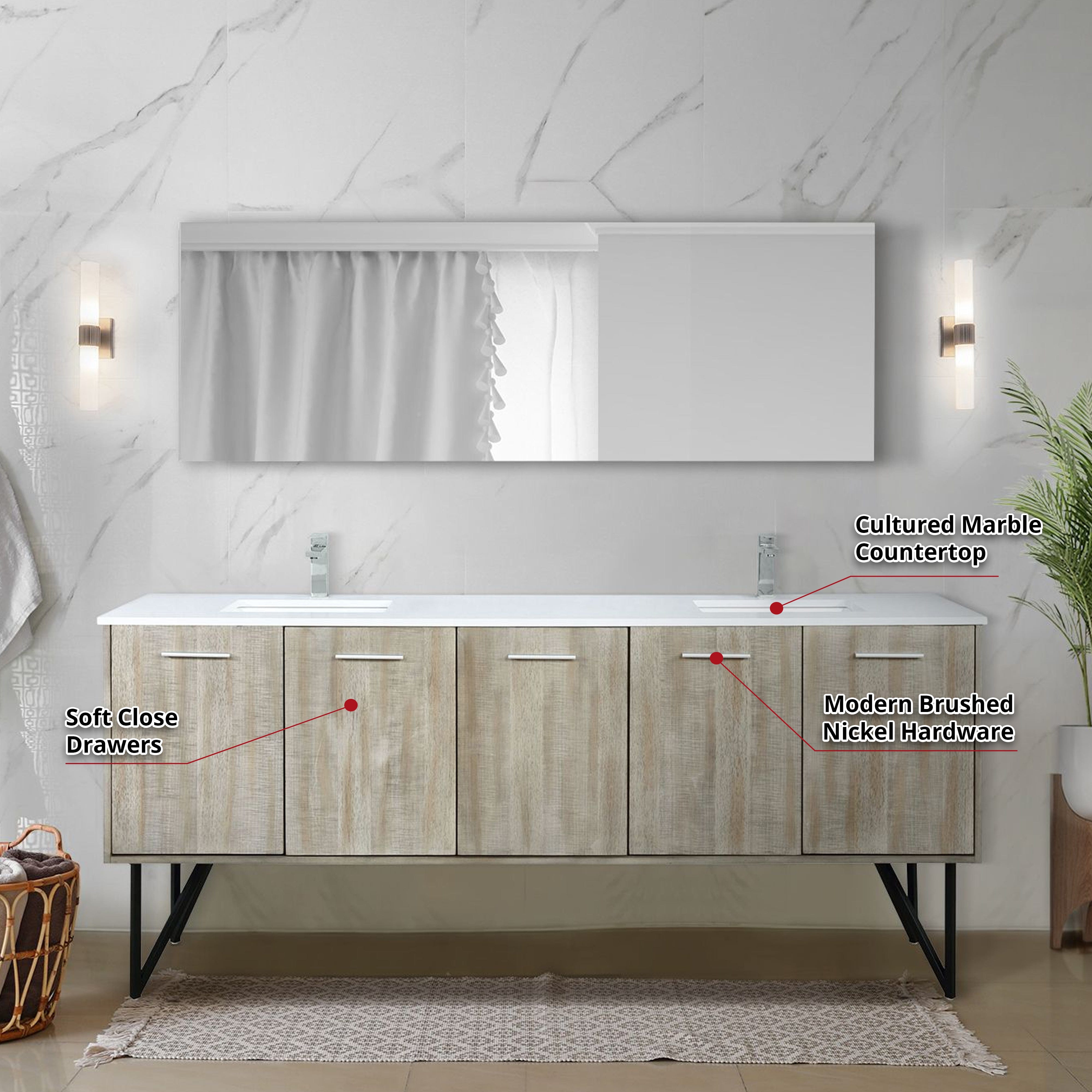 Lancy  80" x 20" Rustic Acacia Double Bath Vanity