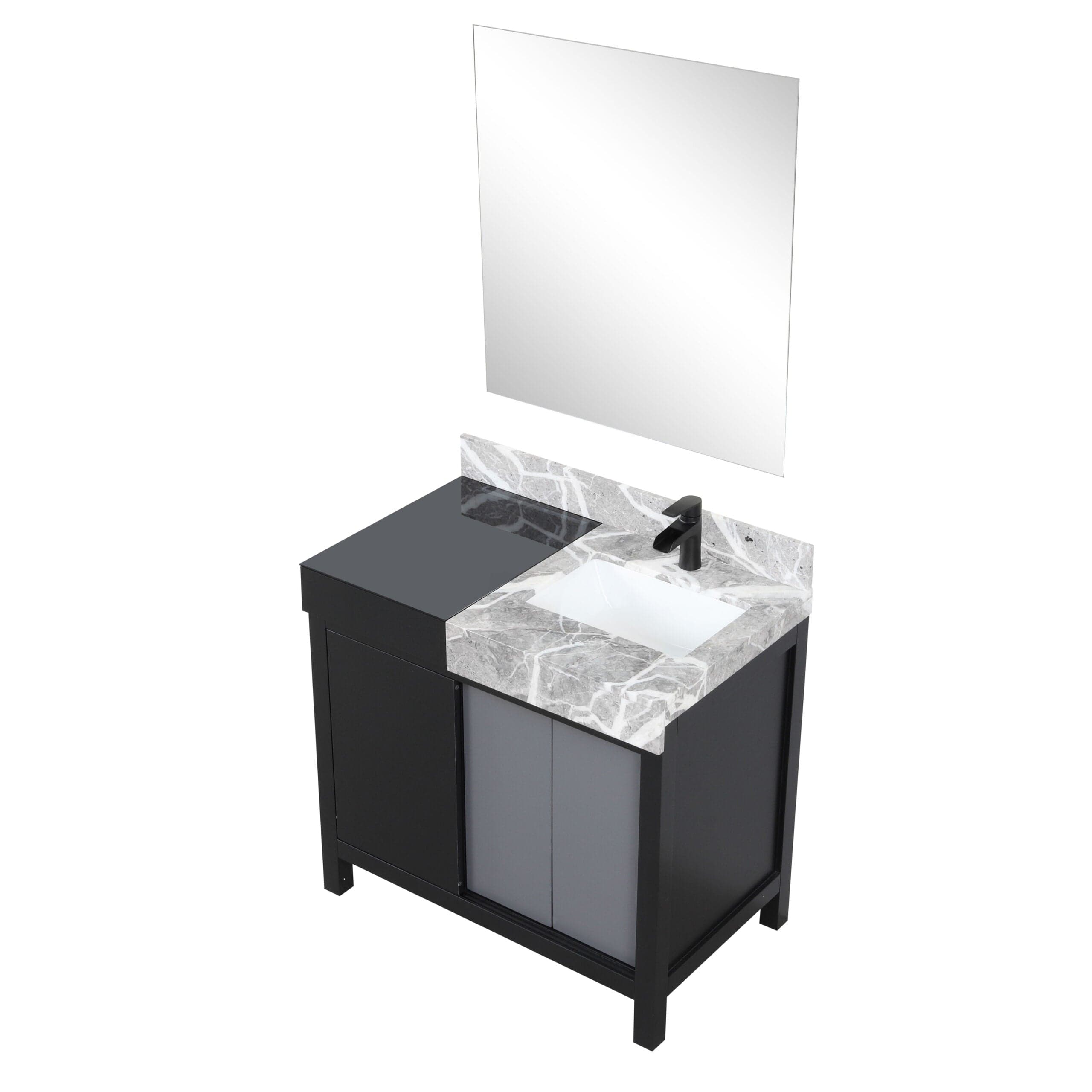 Zilara 36" Black and Grey Vanity
