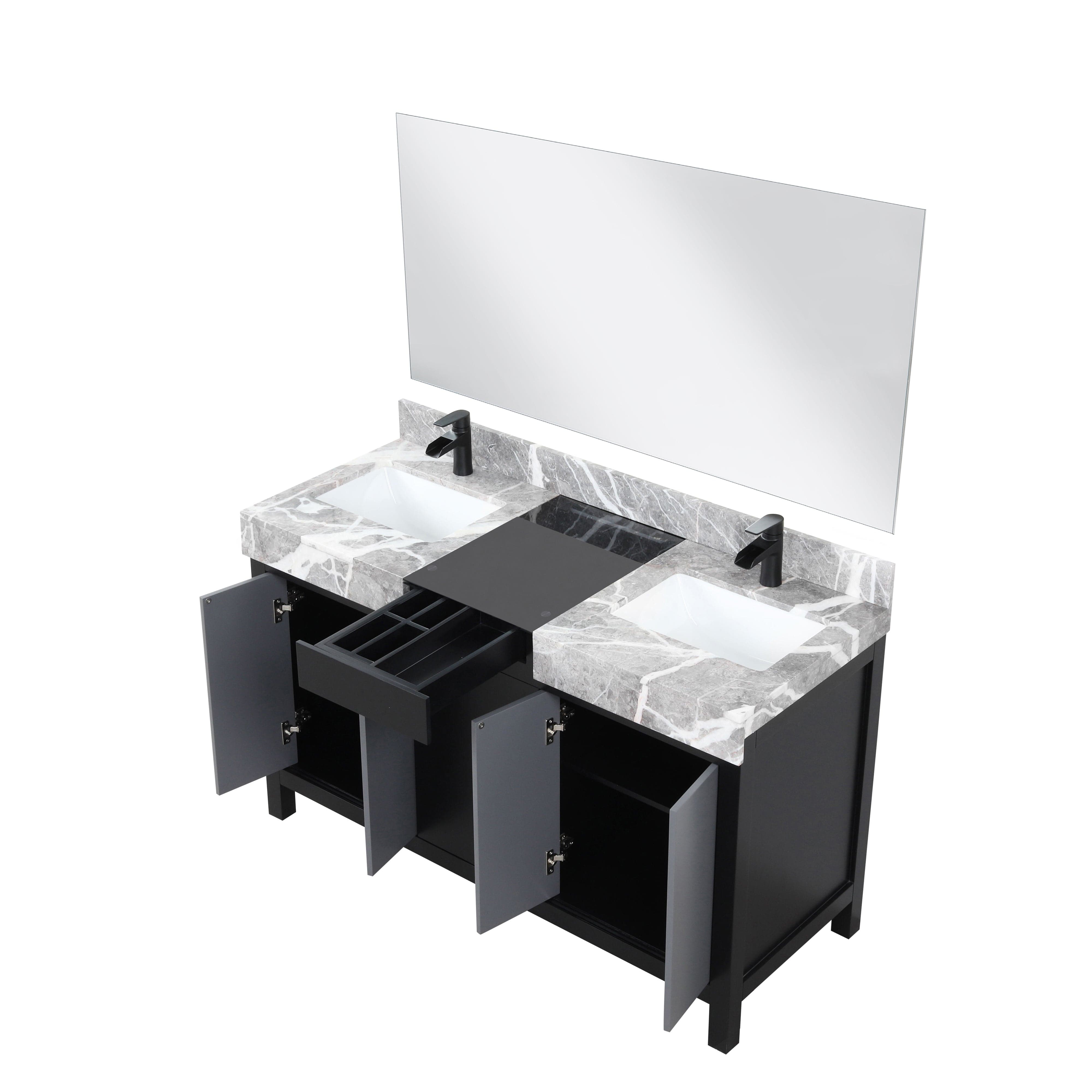 Zilara 55" Black and Grey Double Vanity