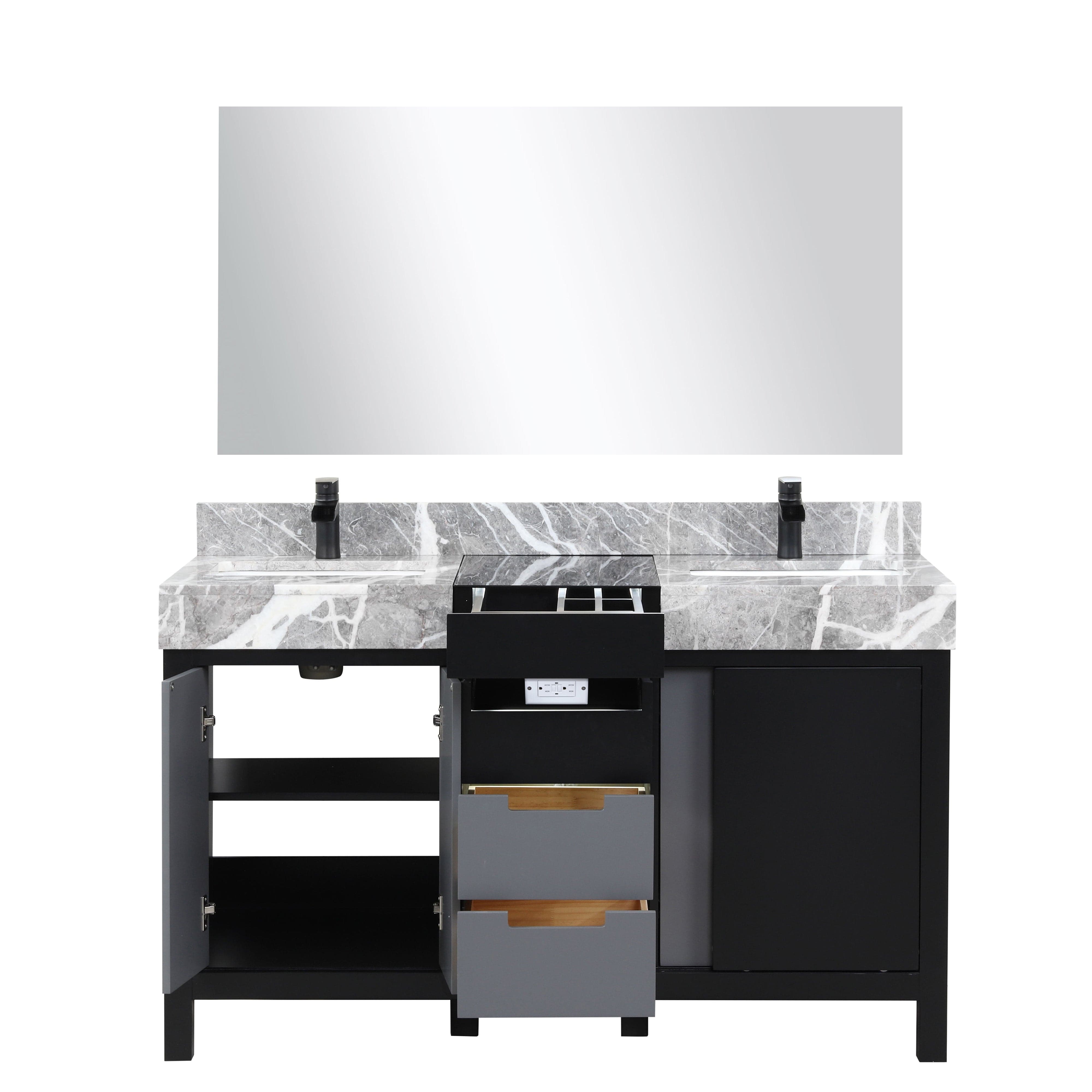 Zilara 55" Black and Grey Double Vanity
