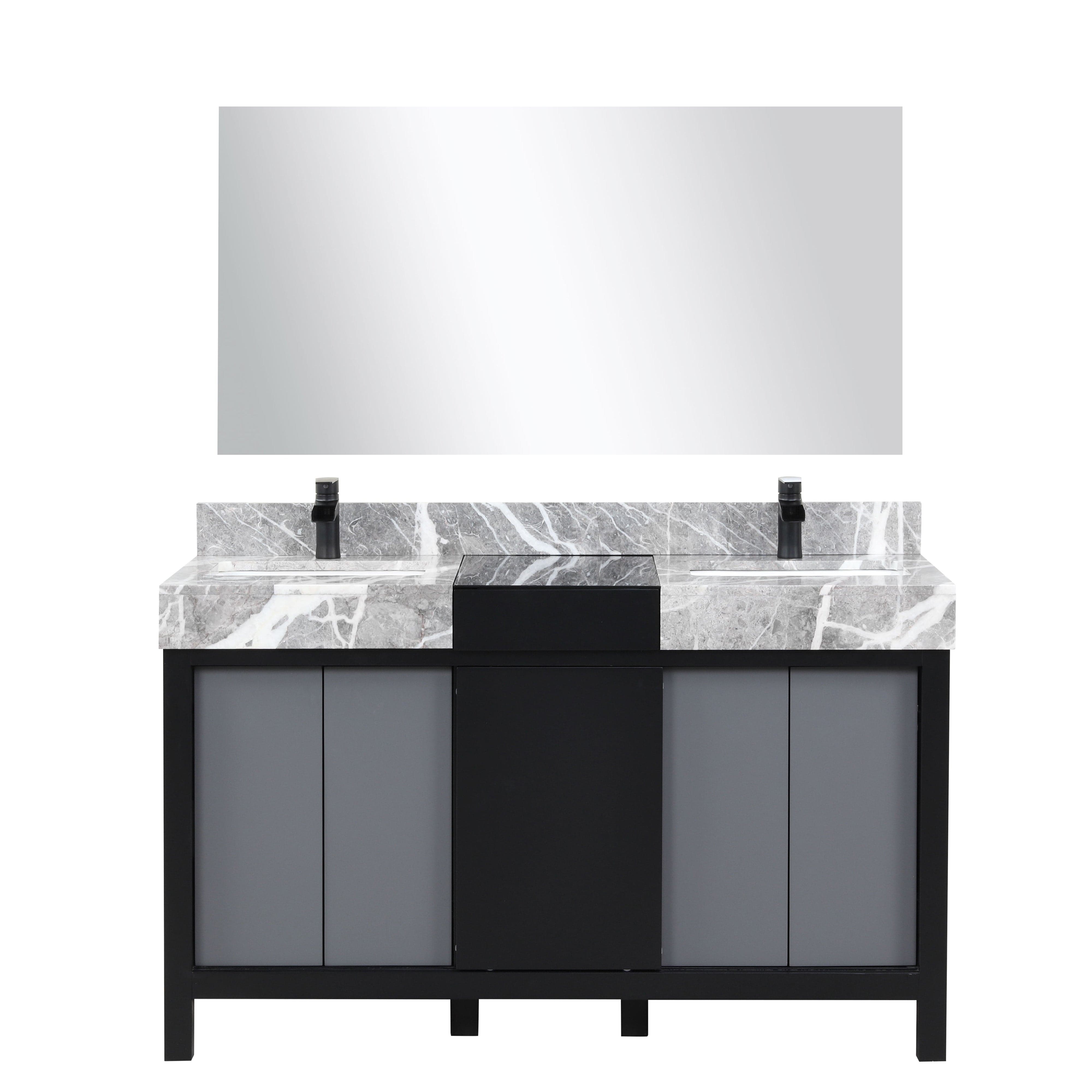 Zilara 55" Black and Grey Double Vanity