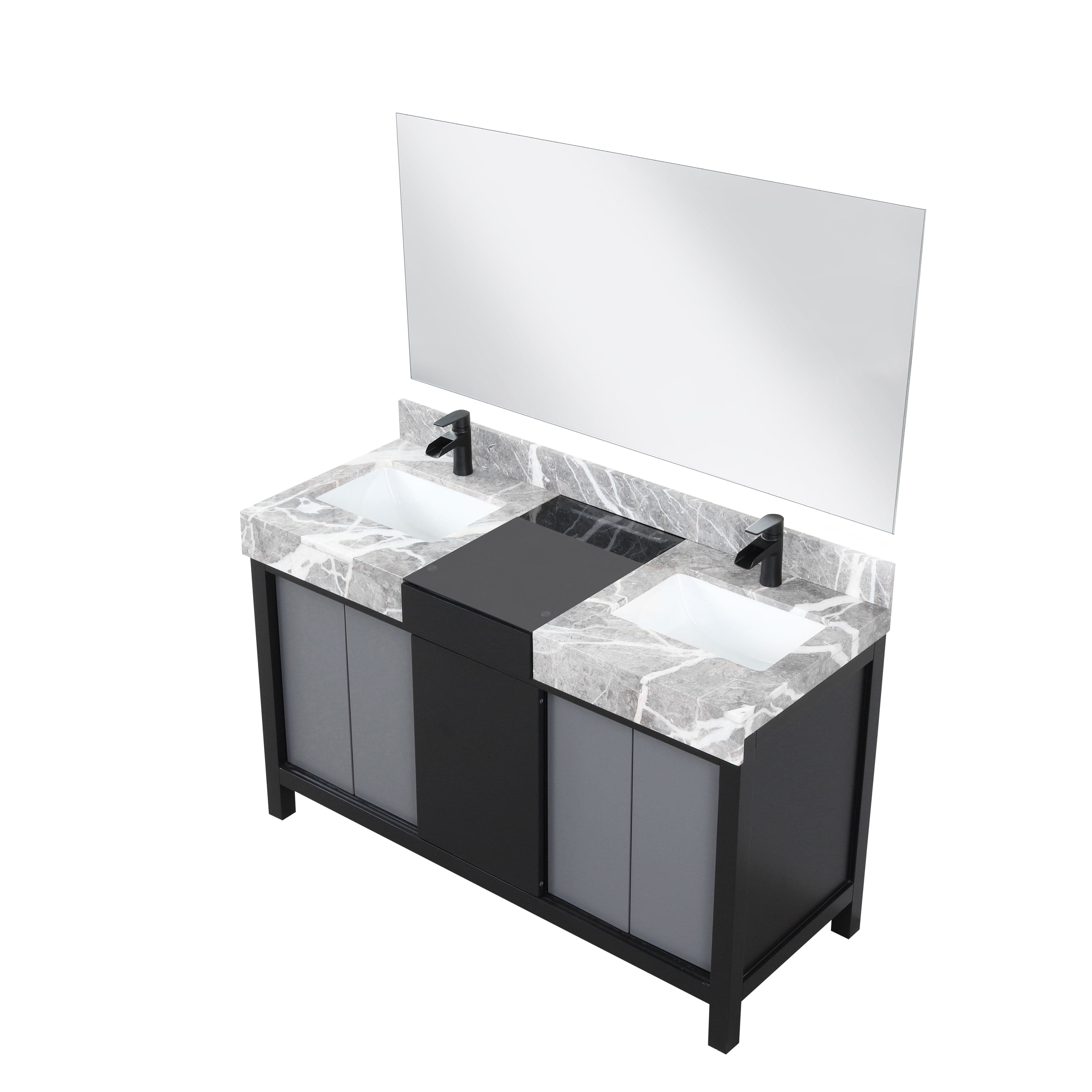 Zilara 55" Black and Grey Double Vanity