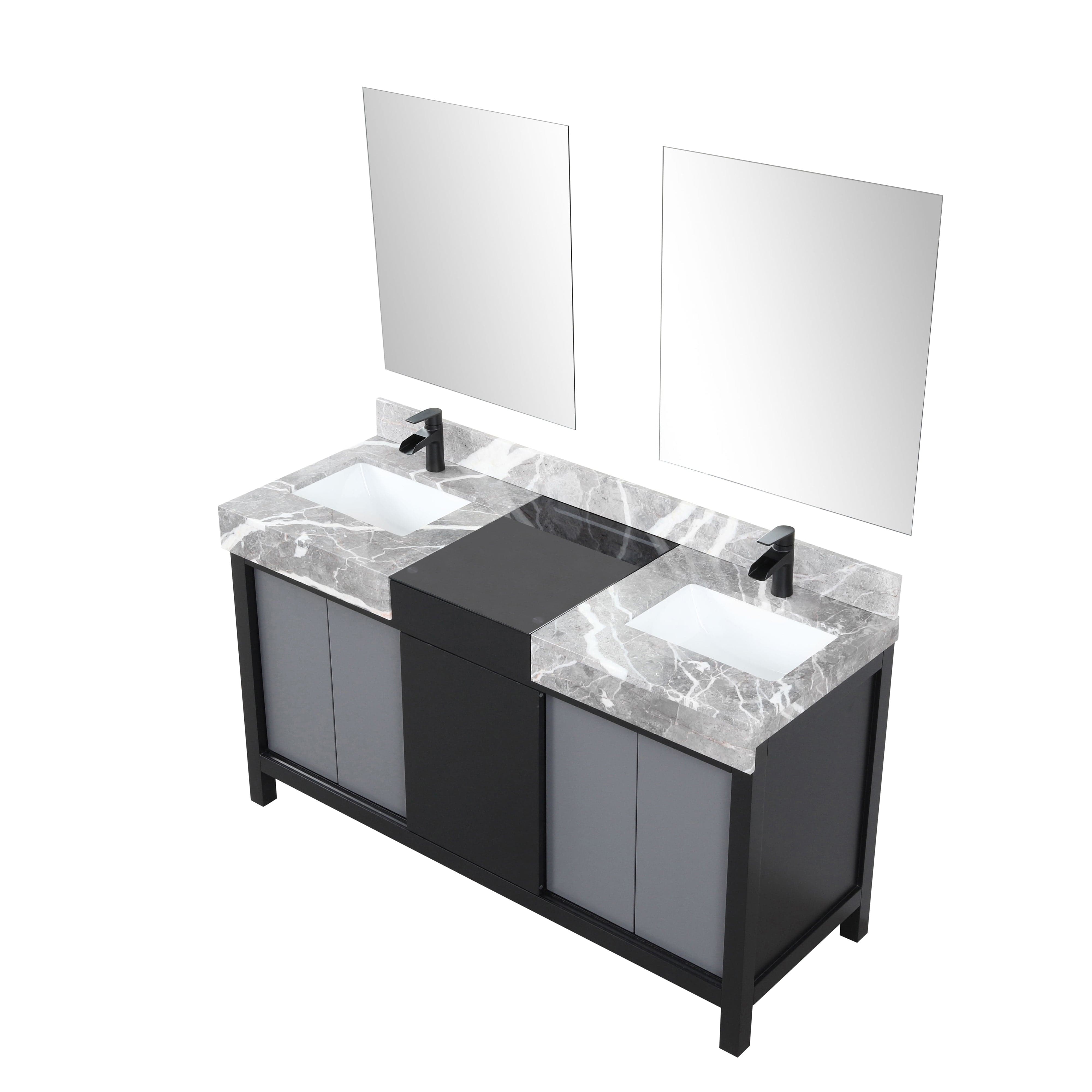 Zilara 60" Black and Grey Double Vanity