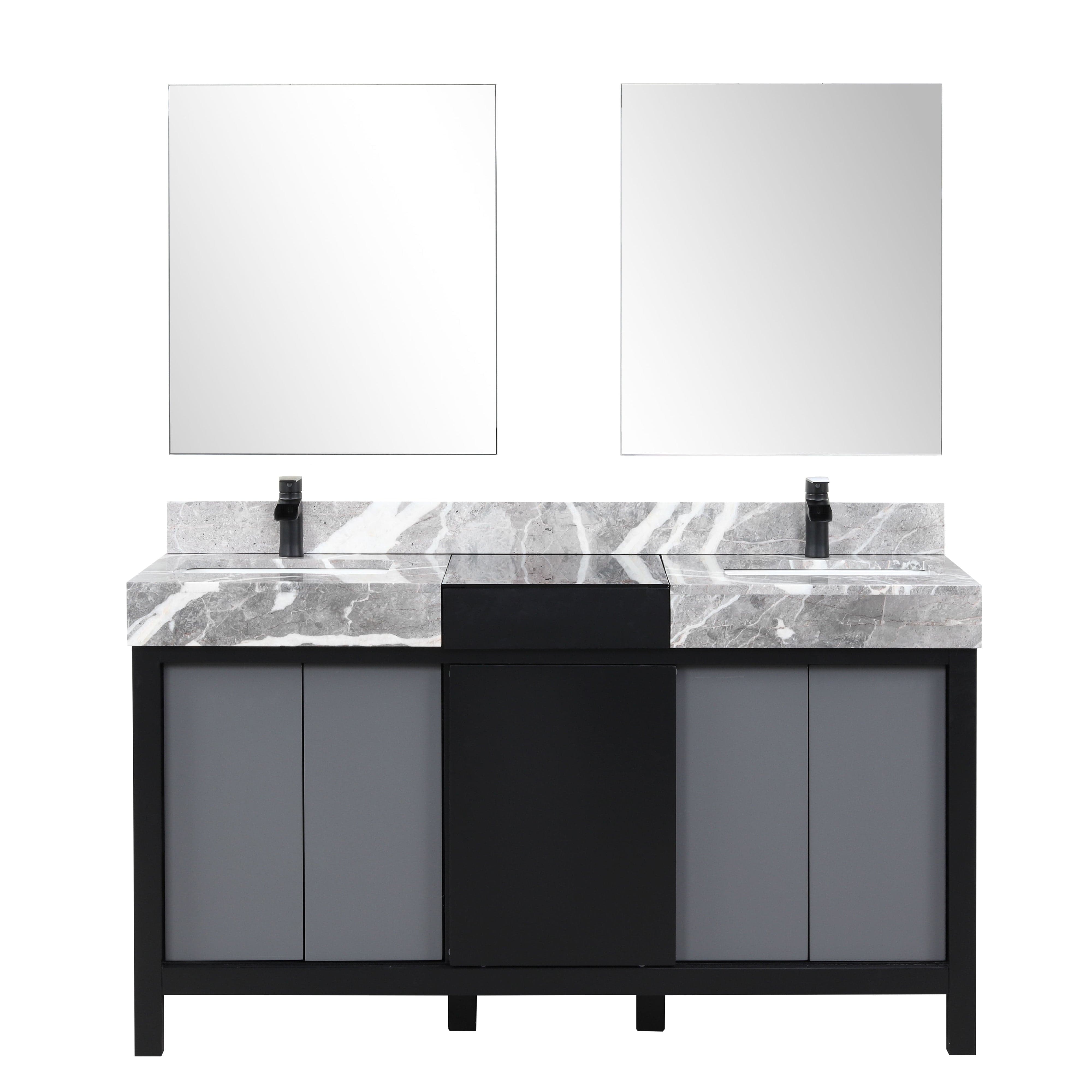 Zilara 60" Black and Grey Double Vanity