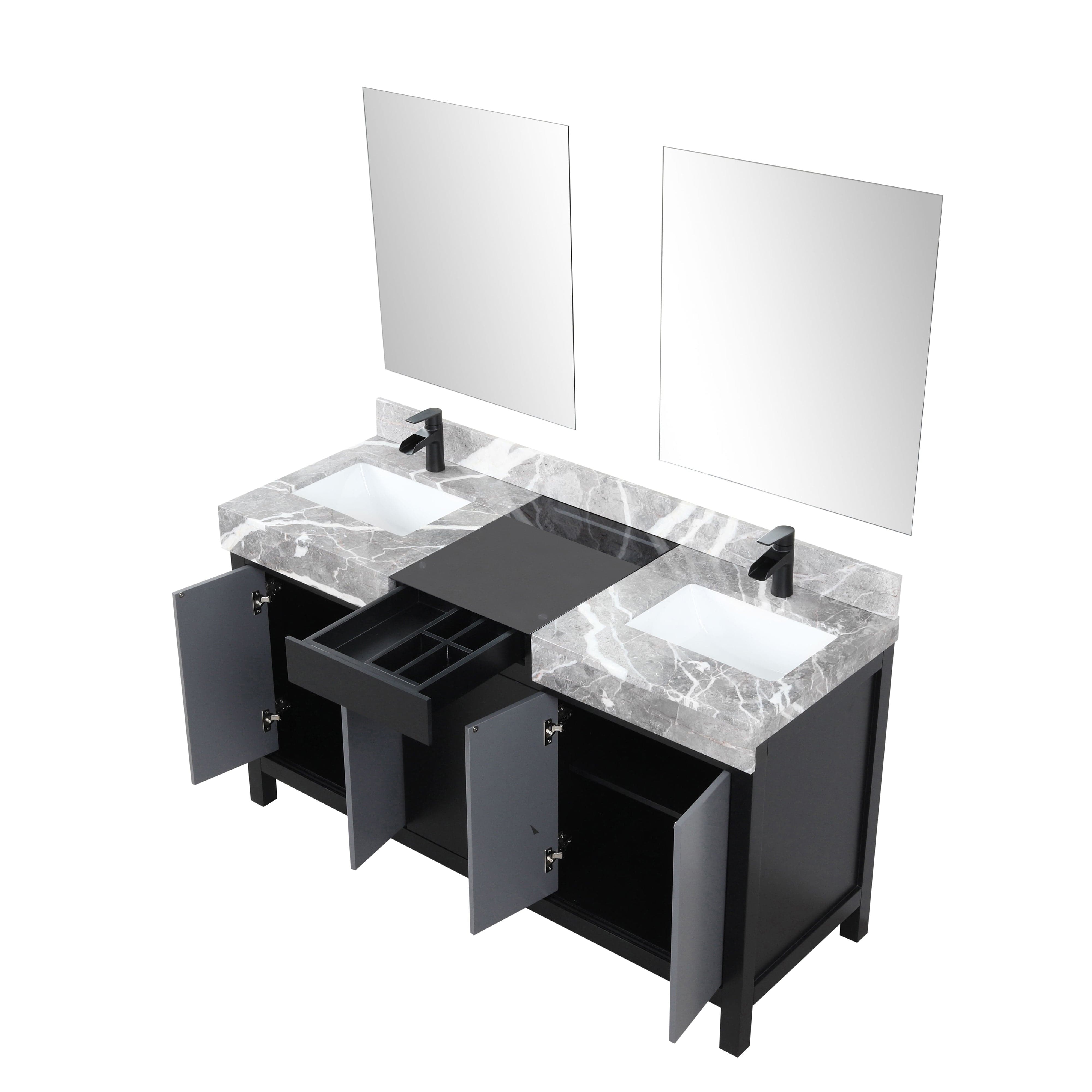 Zilara 60" Black and Grey Double Vanity