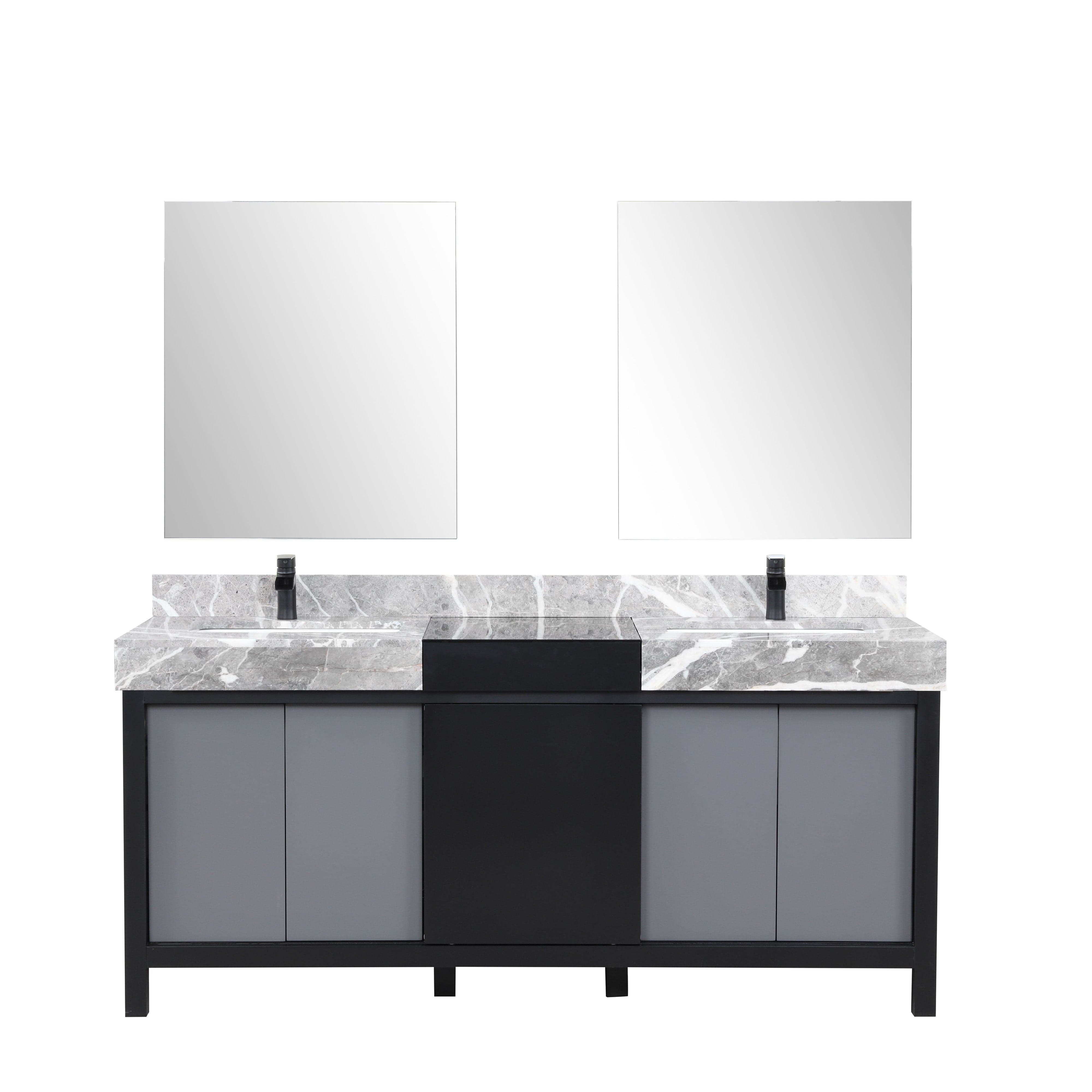 Zilara 72" Black and Grey Double Vanity