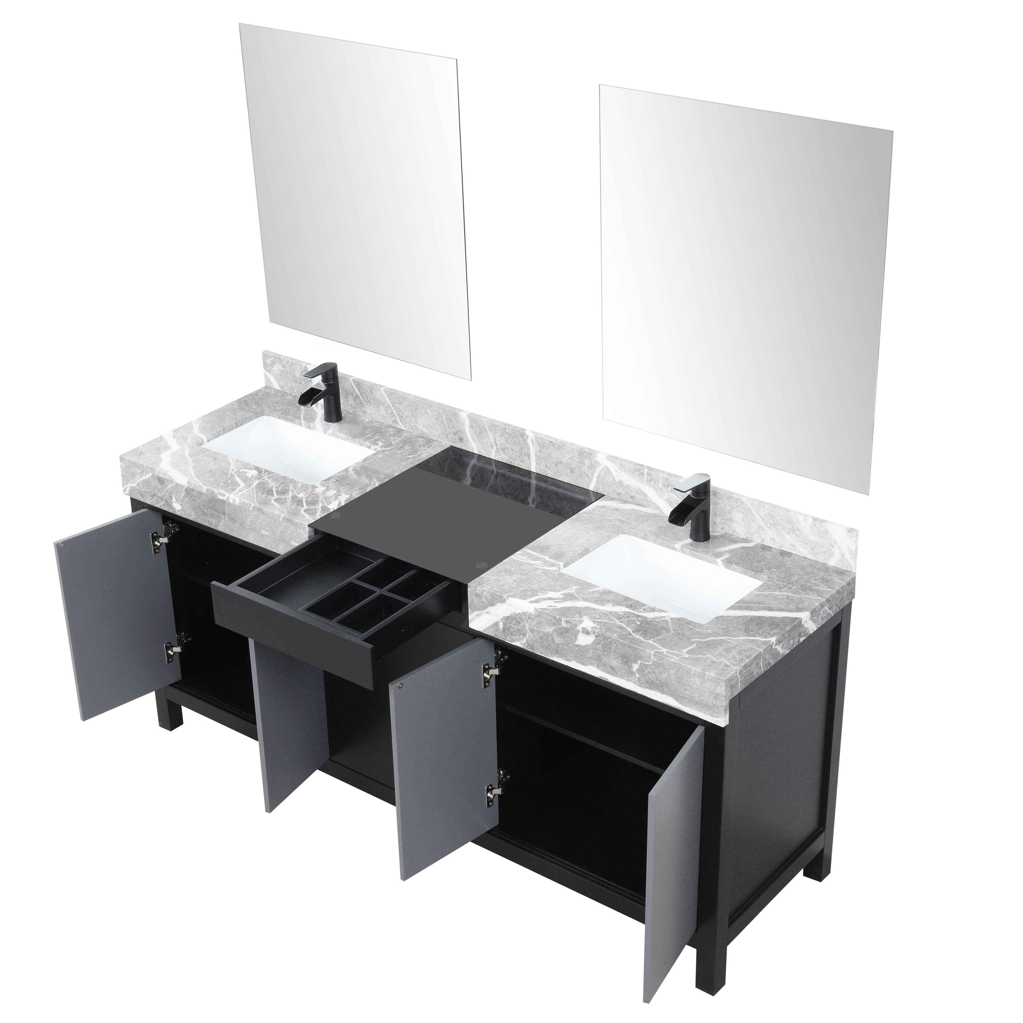 Zilara 72" Black and Grey Double Vanity