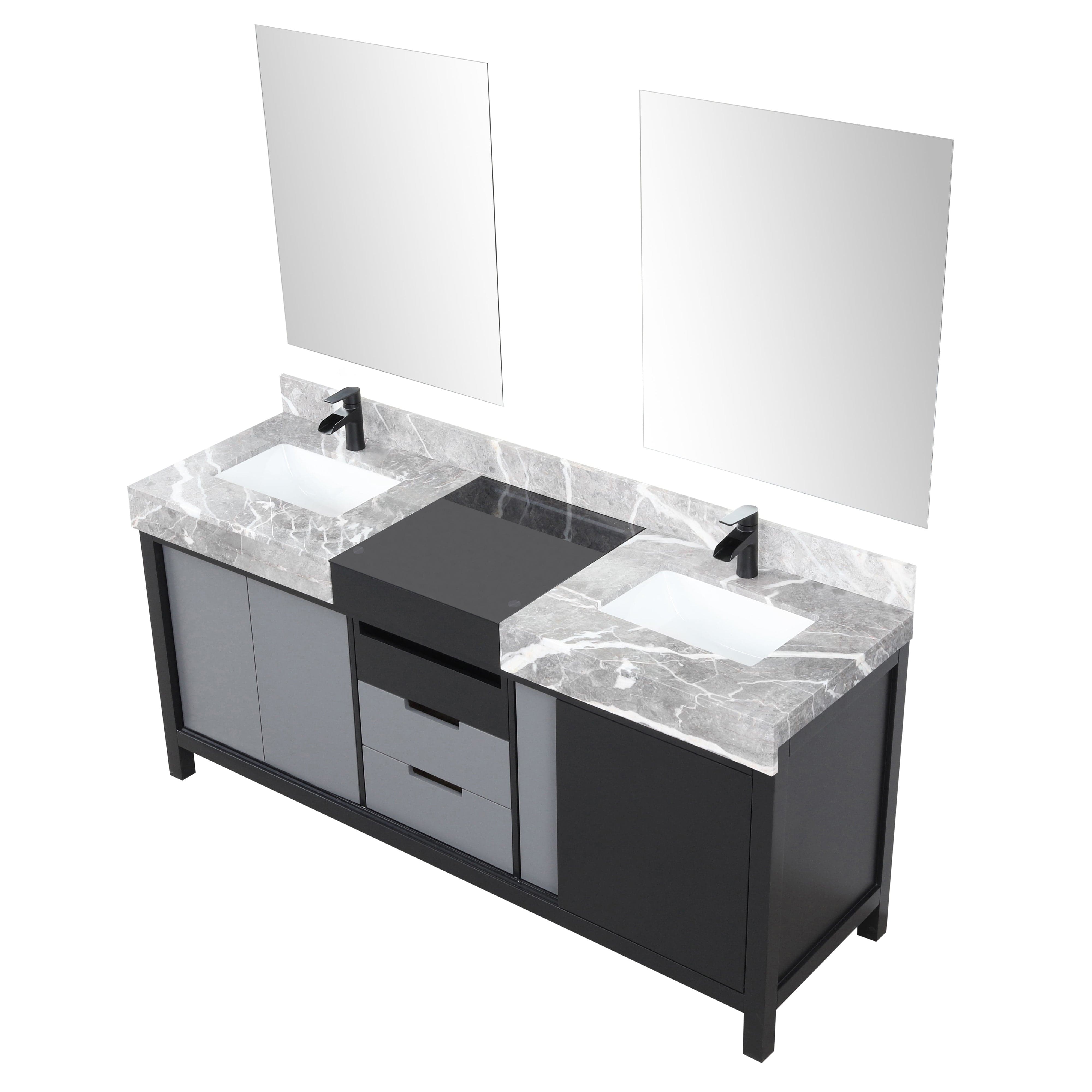 Zilara 72" Black and Grey Double Vanity