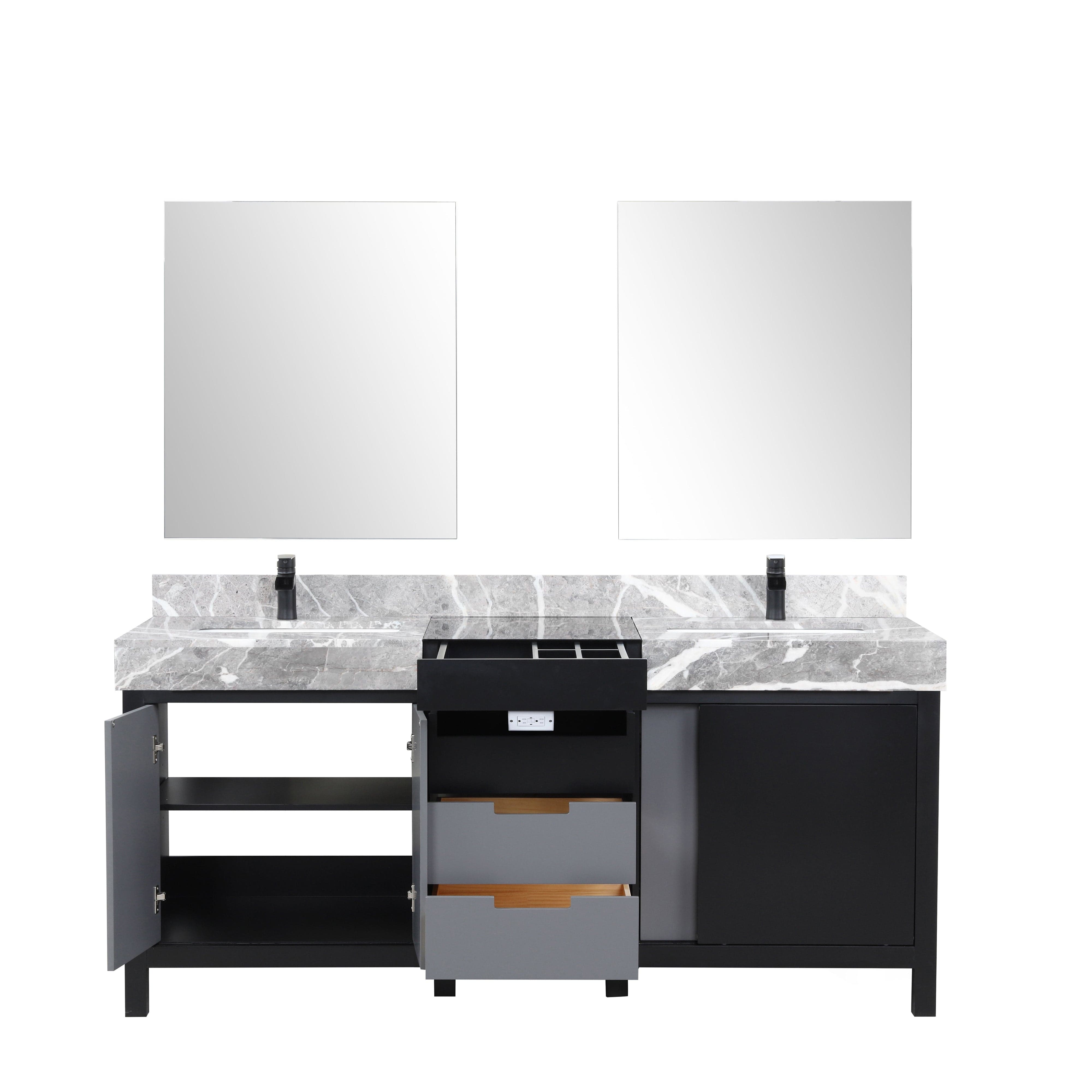 Zilara 72" Black and Grey Double Vanity