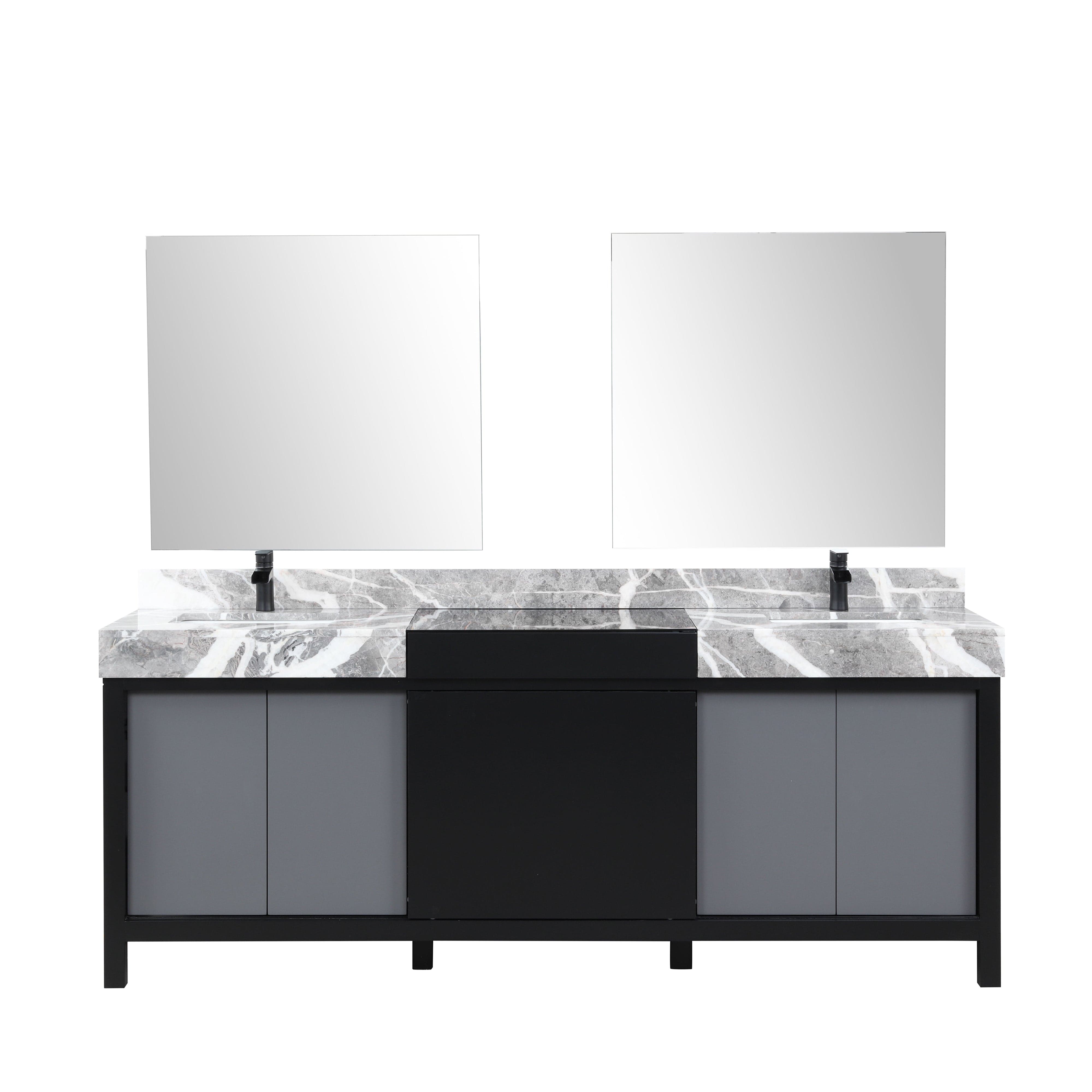 Zilara 84" Black and Grey Double Vanity