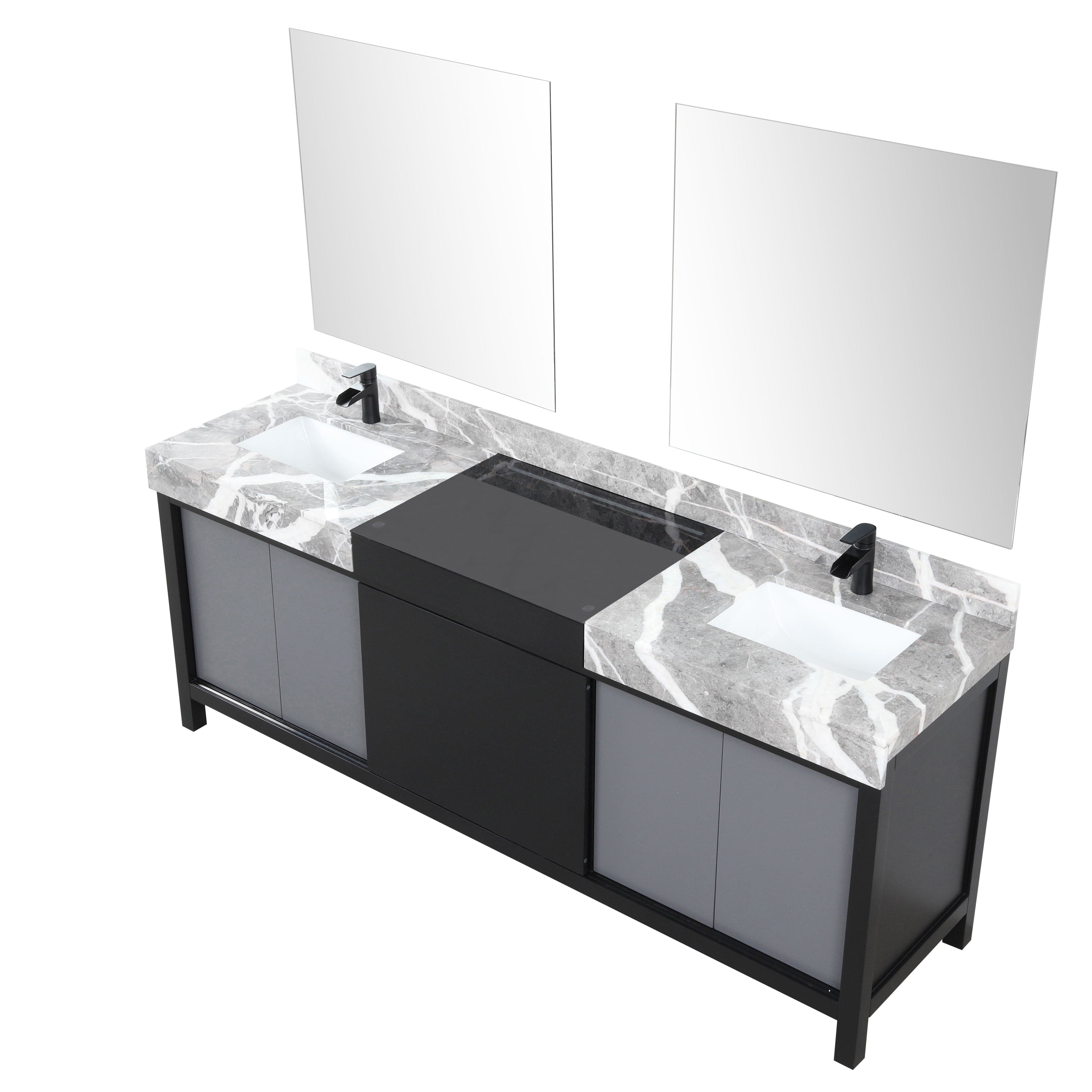 Zilara 84" Black and Grey Double Vanity