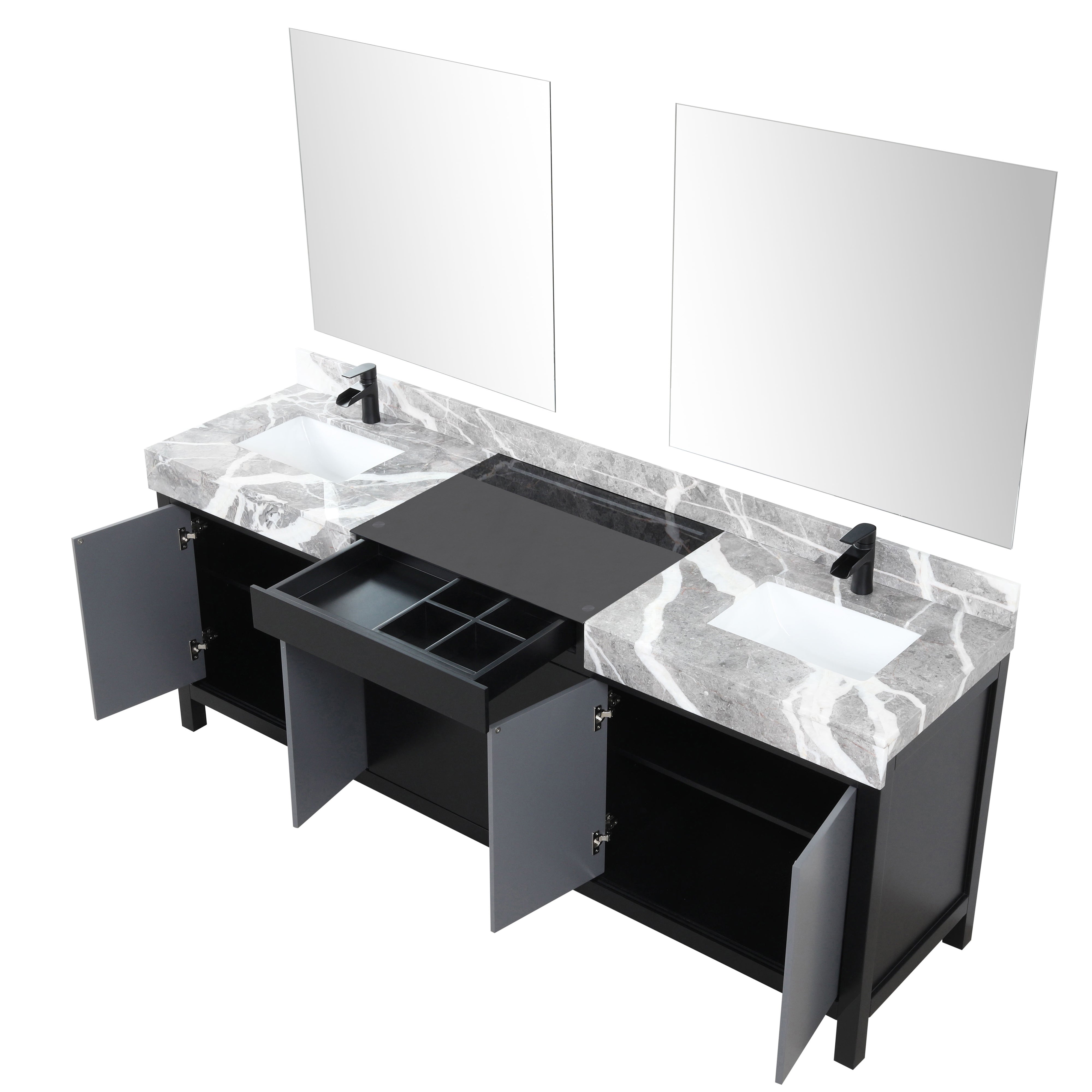 Zilara 84" Black and Grey Double Vanity