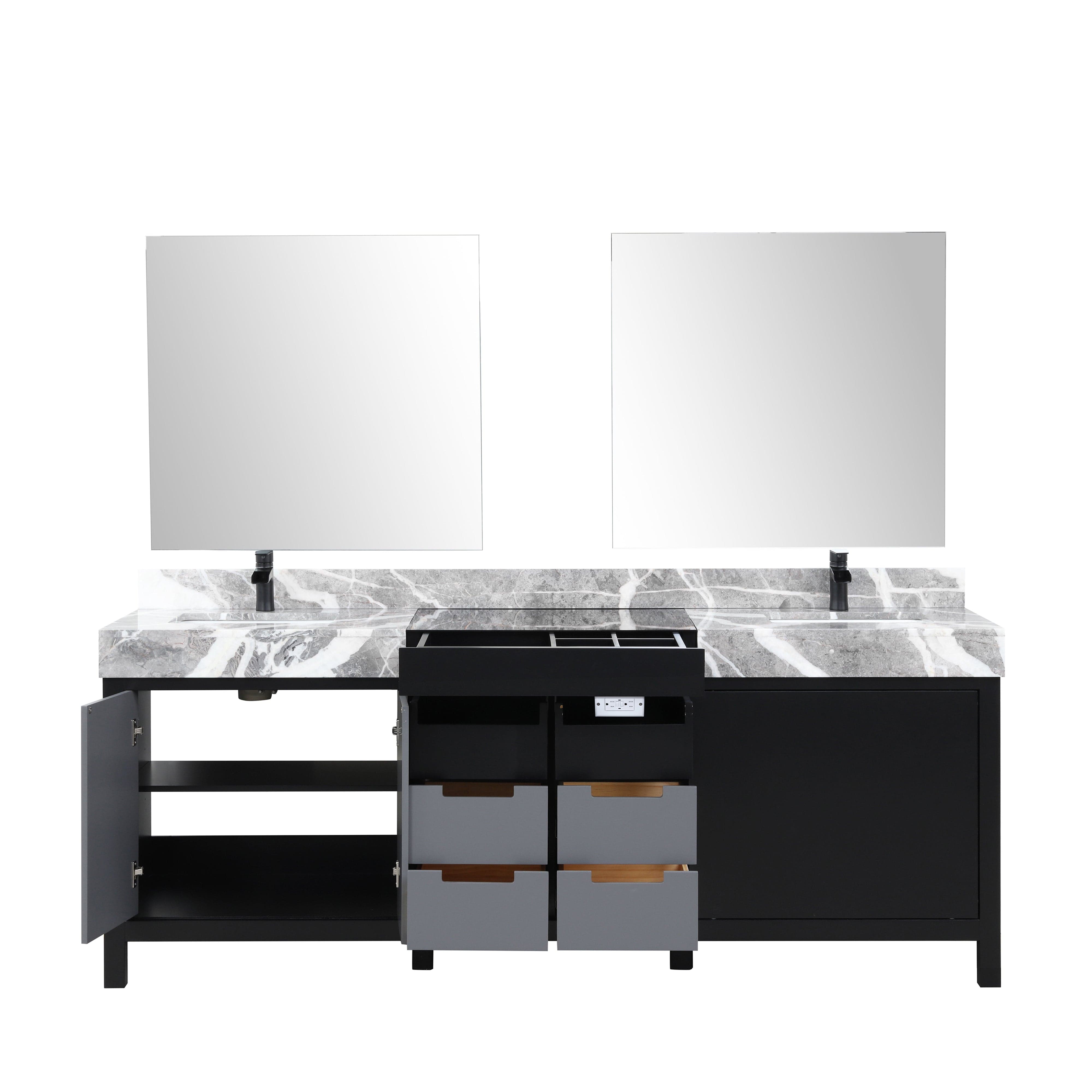 Zilara 84" Black and Grey Double Vanity
