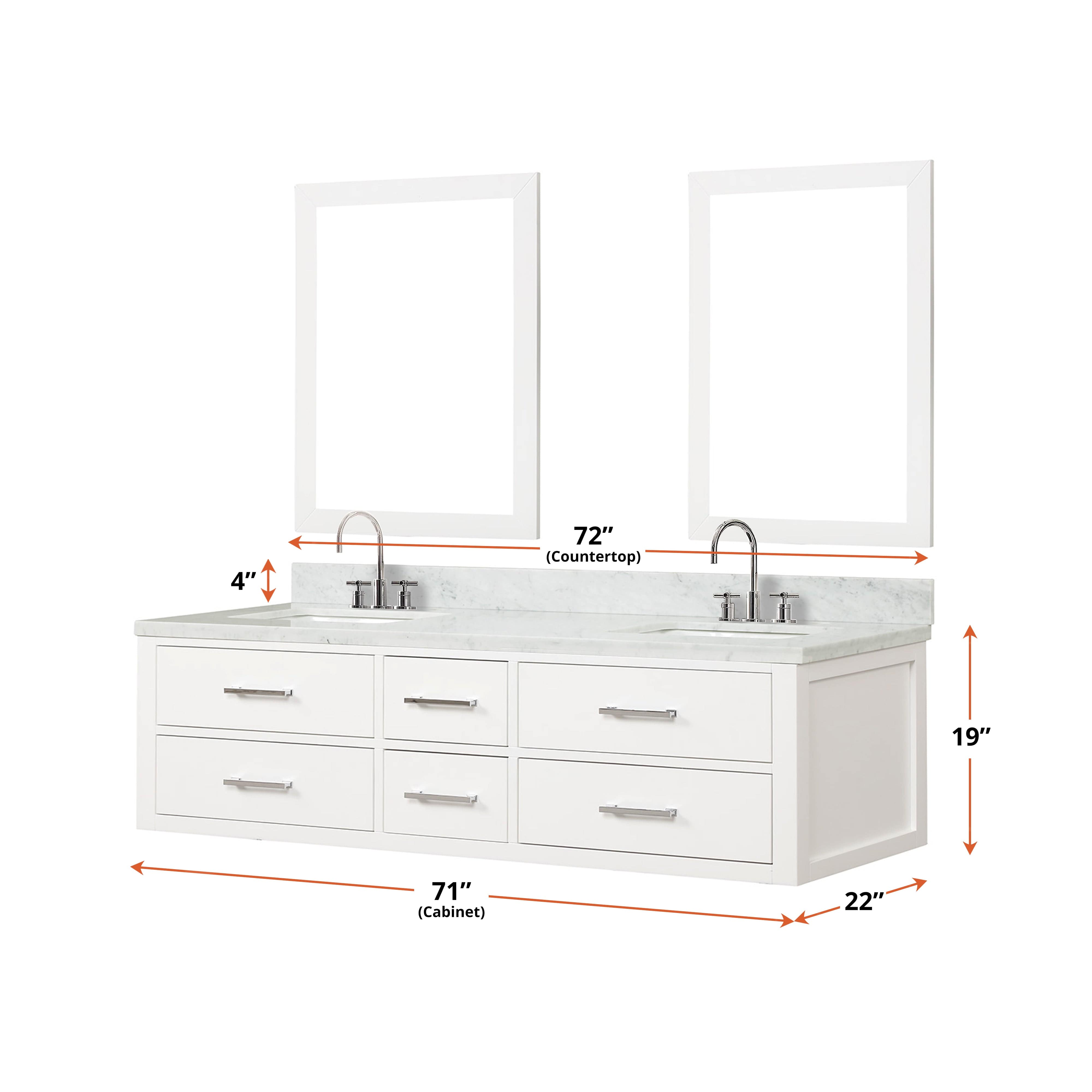 Castor 72" x 22" Double Bath Vanity