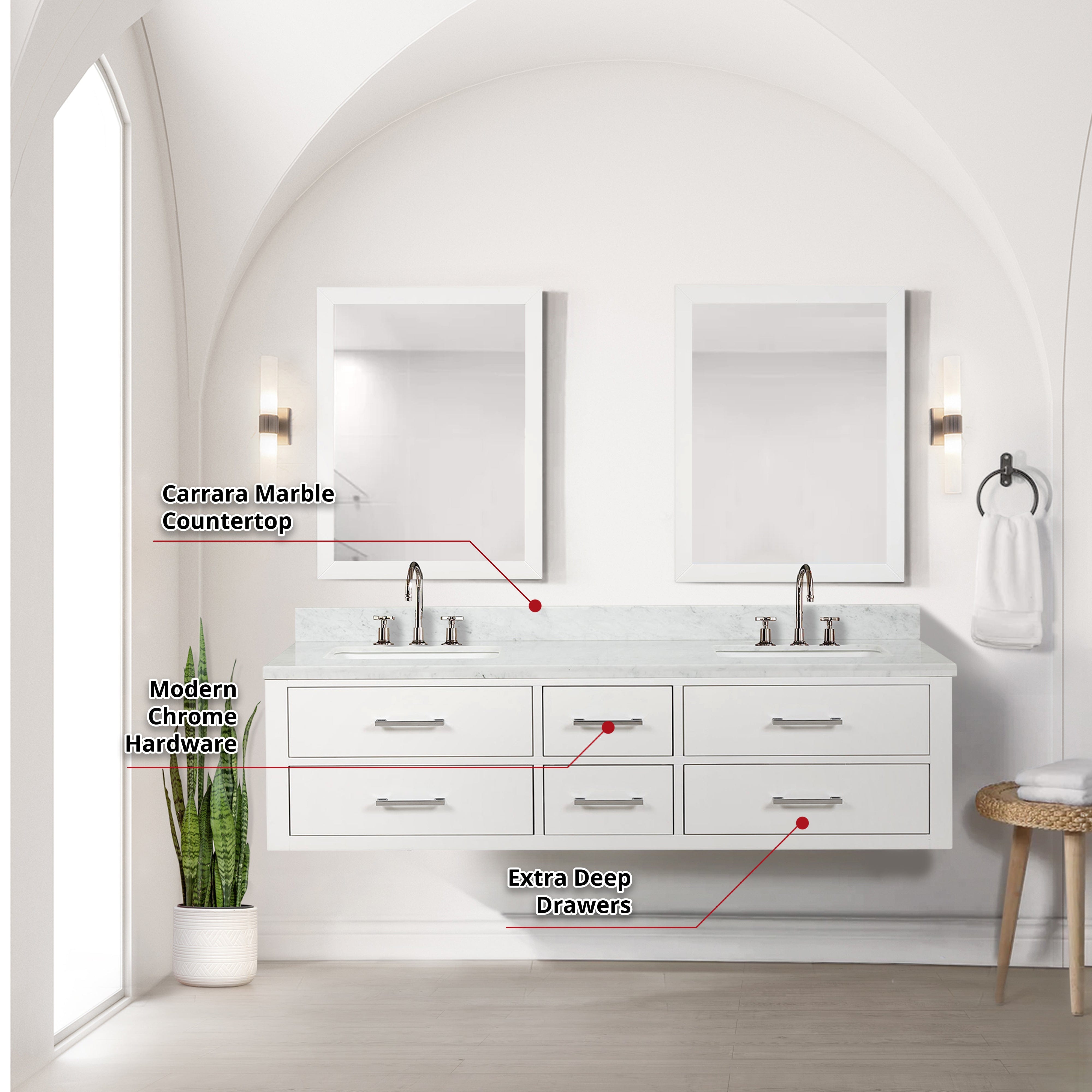 Castor 72" x 22" Double Bath Vanity