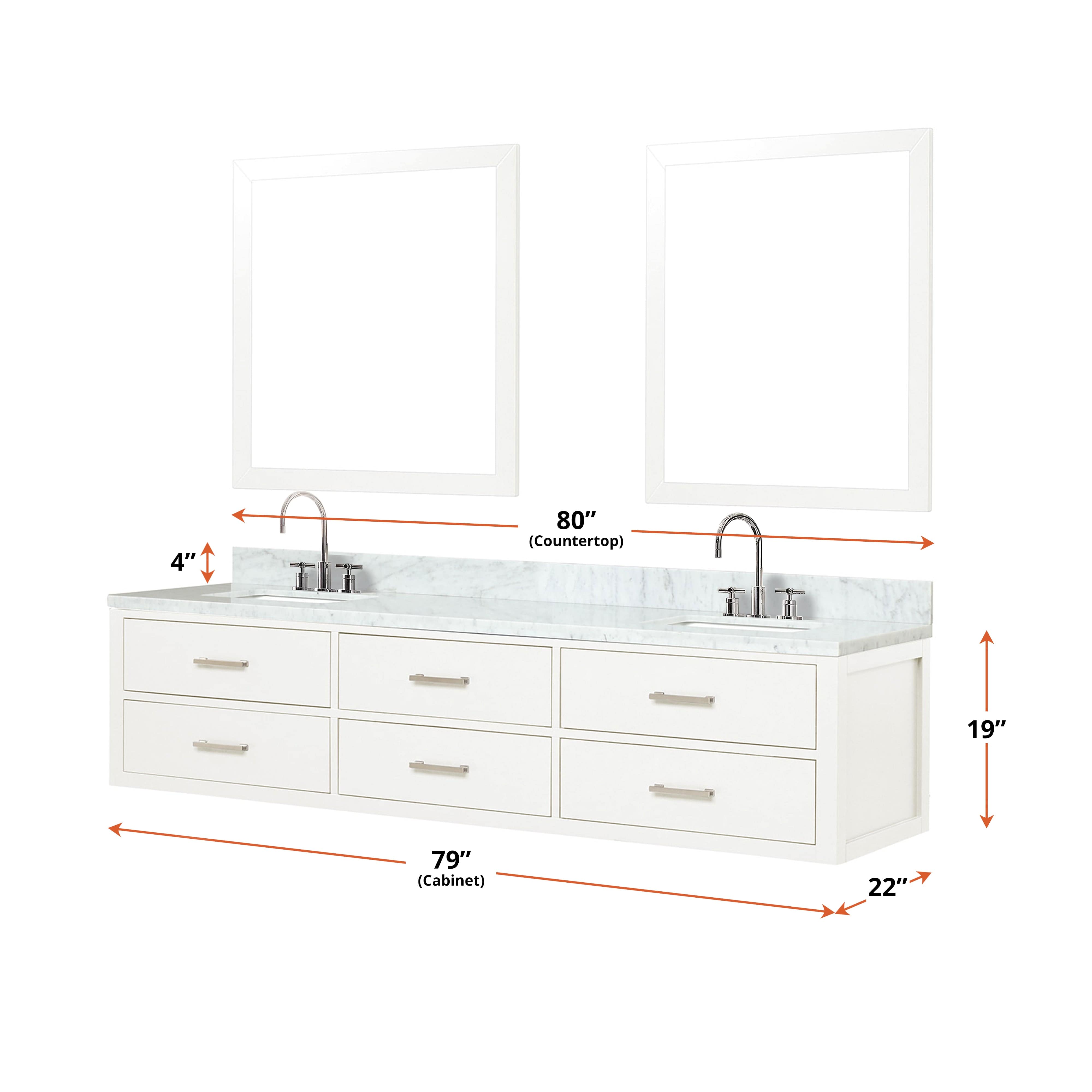 Castor 80" x 22" Double Bath Vanity
