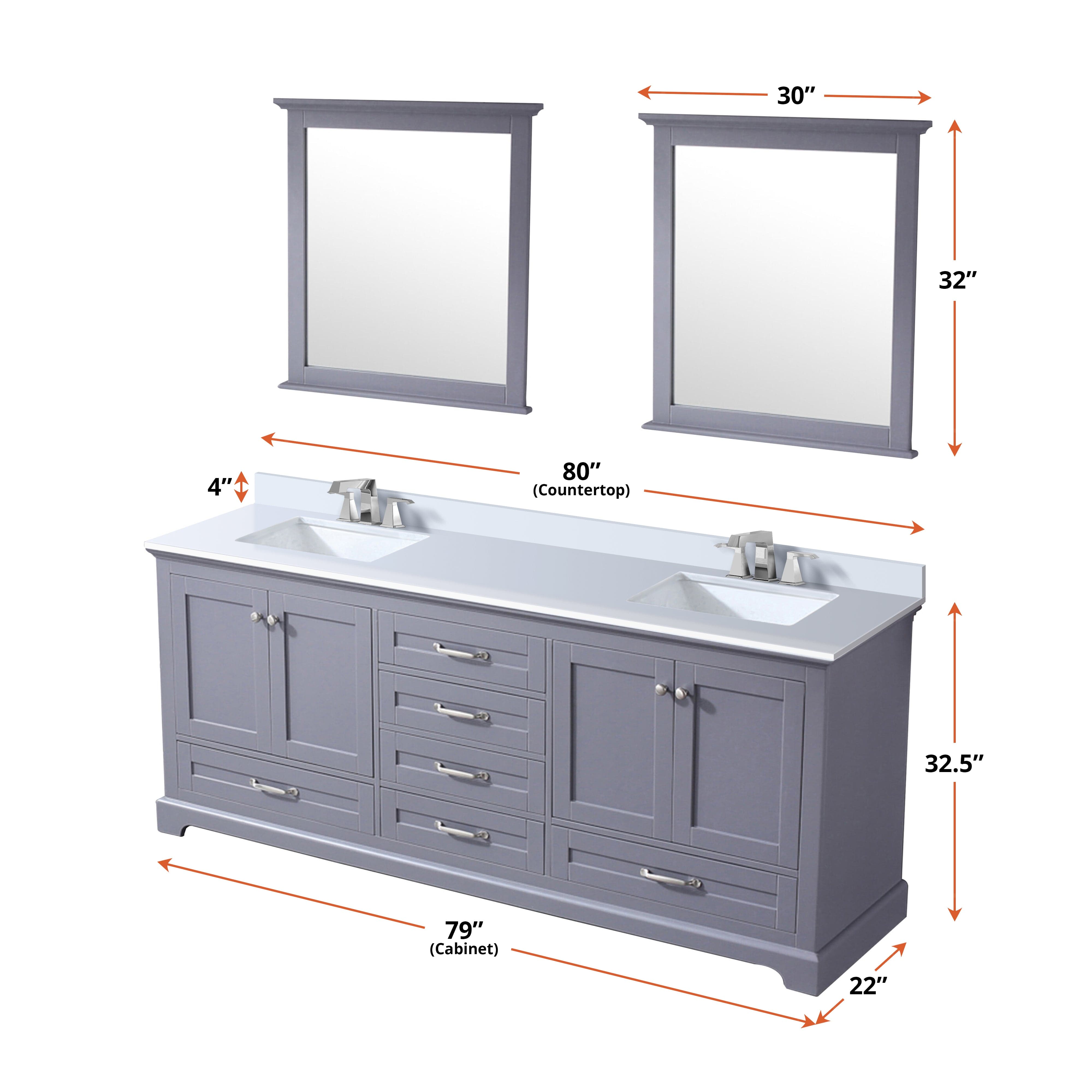Dukes 80" x 22" Double Bath Vanity
