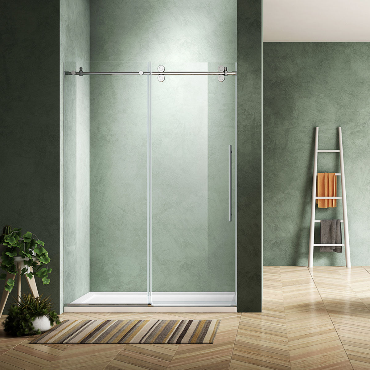 72" BH Series Frameless Single Sliding Shower Door (Chrome)