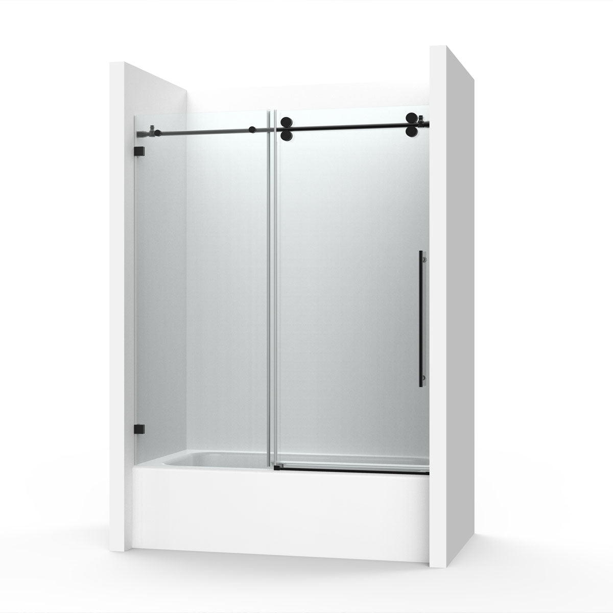 48"w x 76"h BH Series Frameless Single Sliding Shower Door (Matte Black)