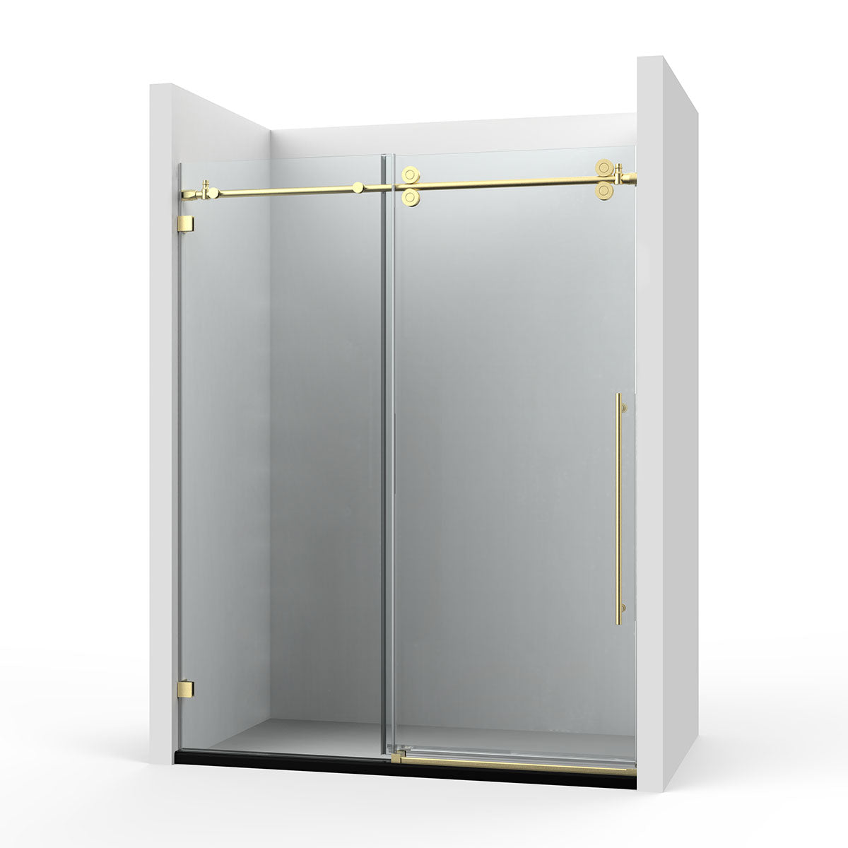 48"w x 76"h BH Series Frameless Single Sliding Shower Door (Brushed Gold)