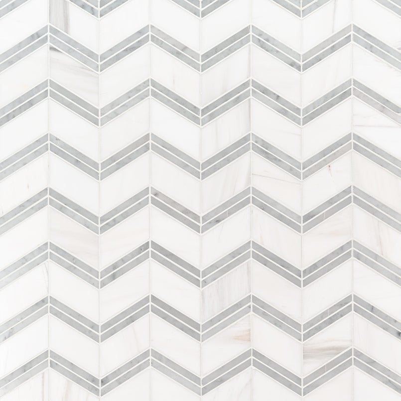 Bianco Dolomite Chevron Polished