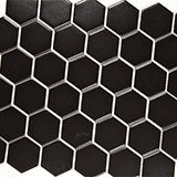Black Matte 2” Hexagon Mosaic Tile
