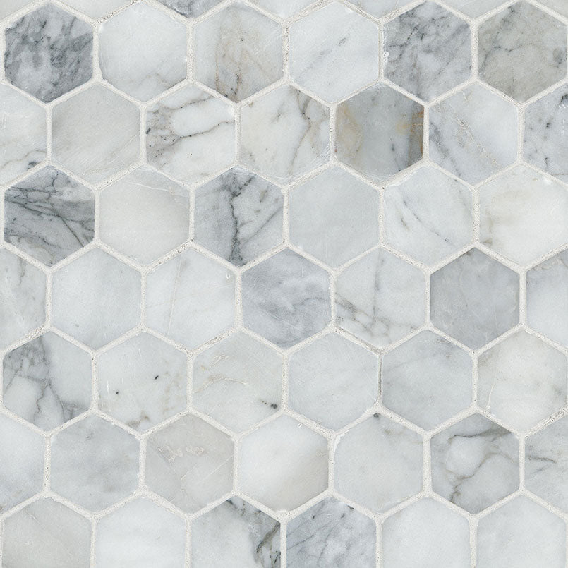Calacatta Cressa 2” Hexagon Mosaic Tile