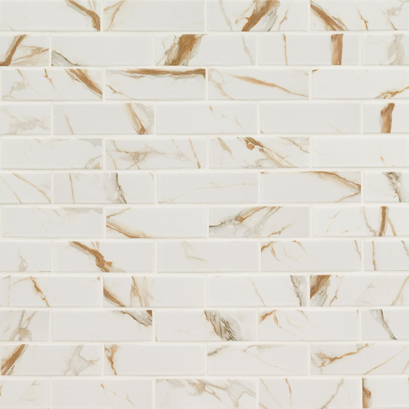 Calacatta Gold Matte Subway Tile 2x6