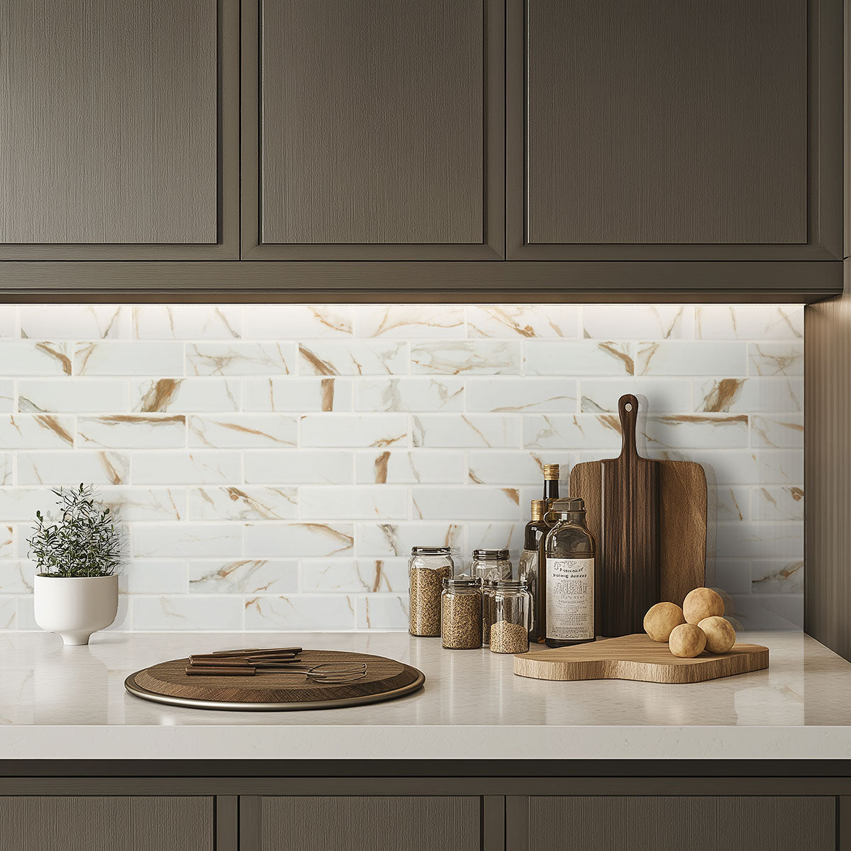 Calacatta Gold Matte Subway Tile 2x6