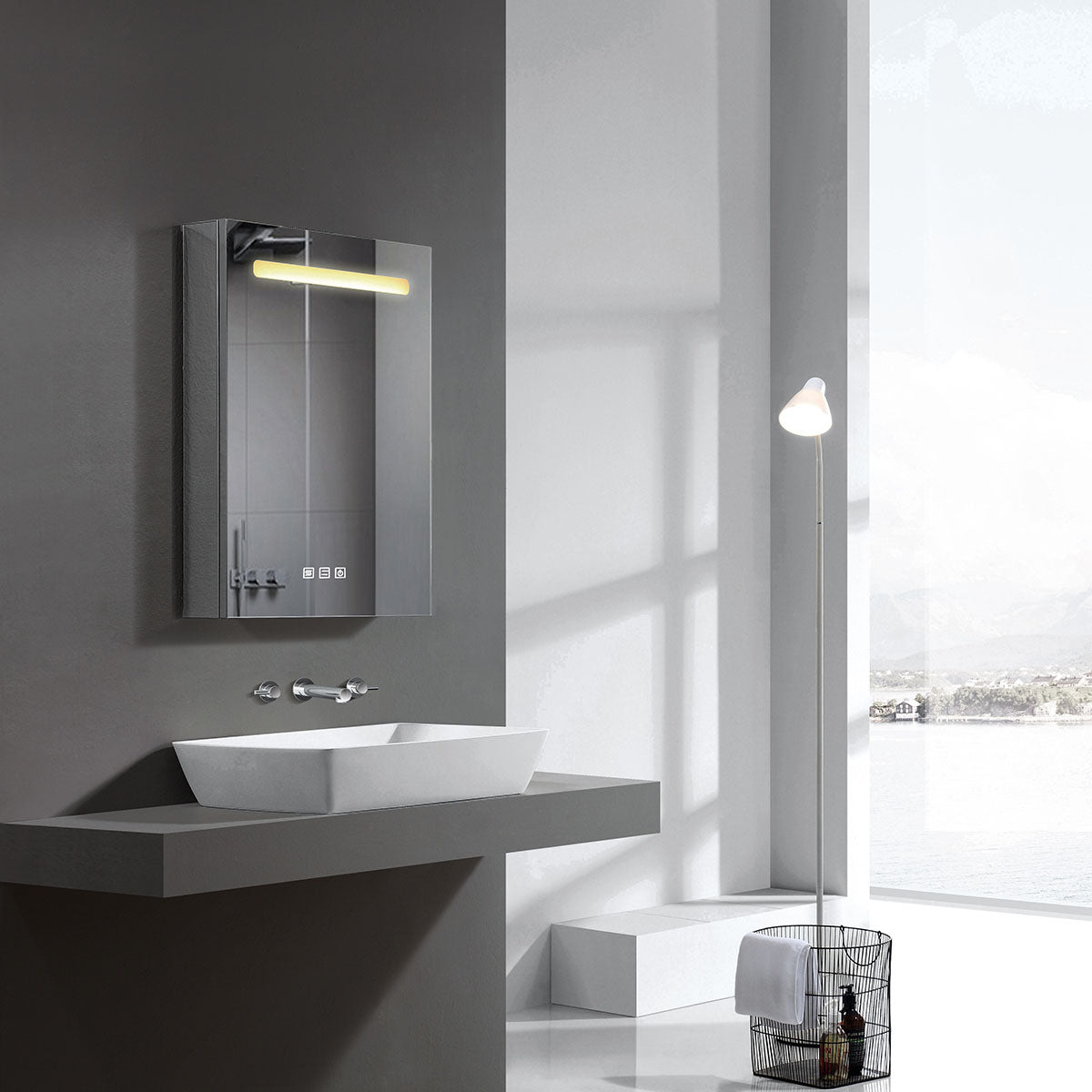 18" LED Aluminum Medicine Cabinet  (Surface Mount/Recessed)